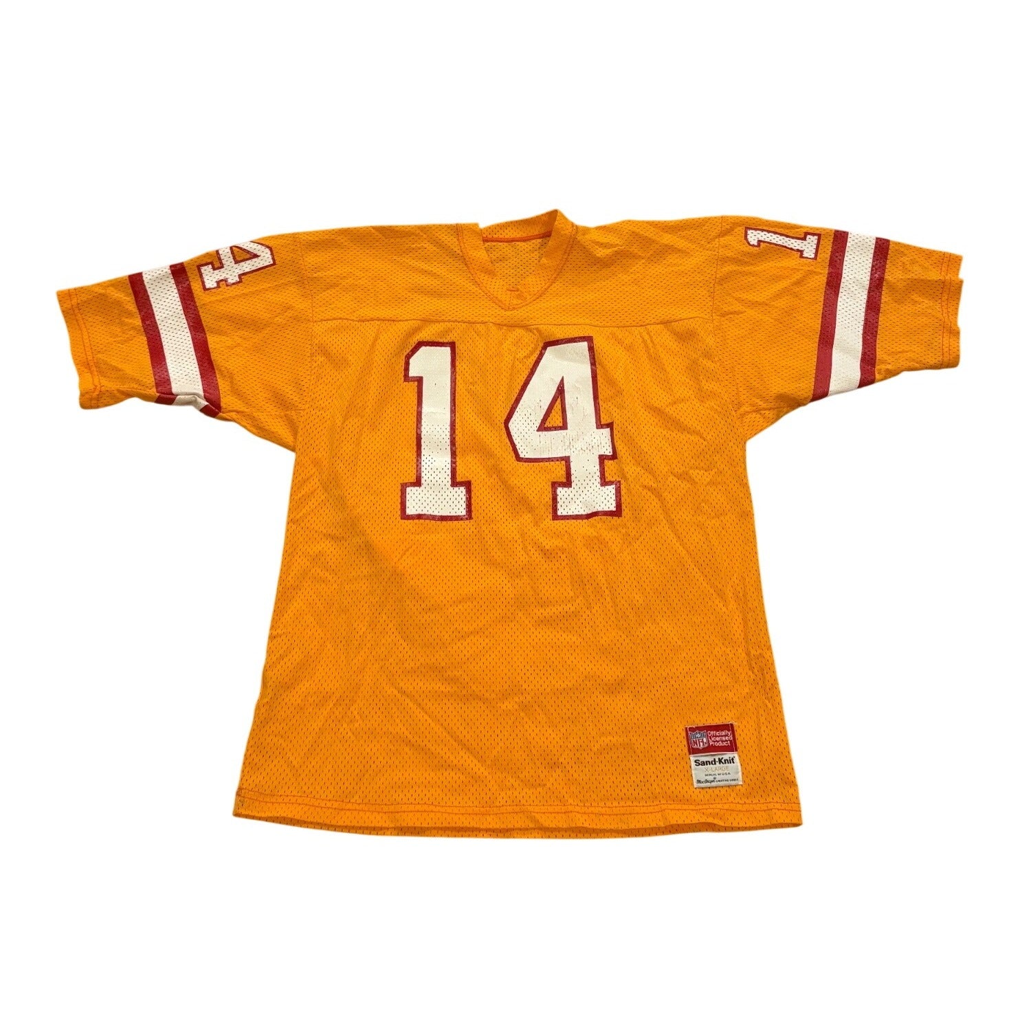 Vintage 80s Sand-Knit Tampa Bay Buccaneers Vinny Testaverde #14 NFL Jersey XL