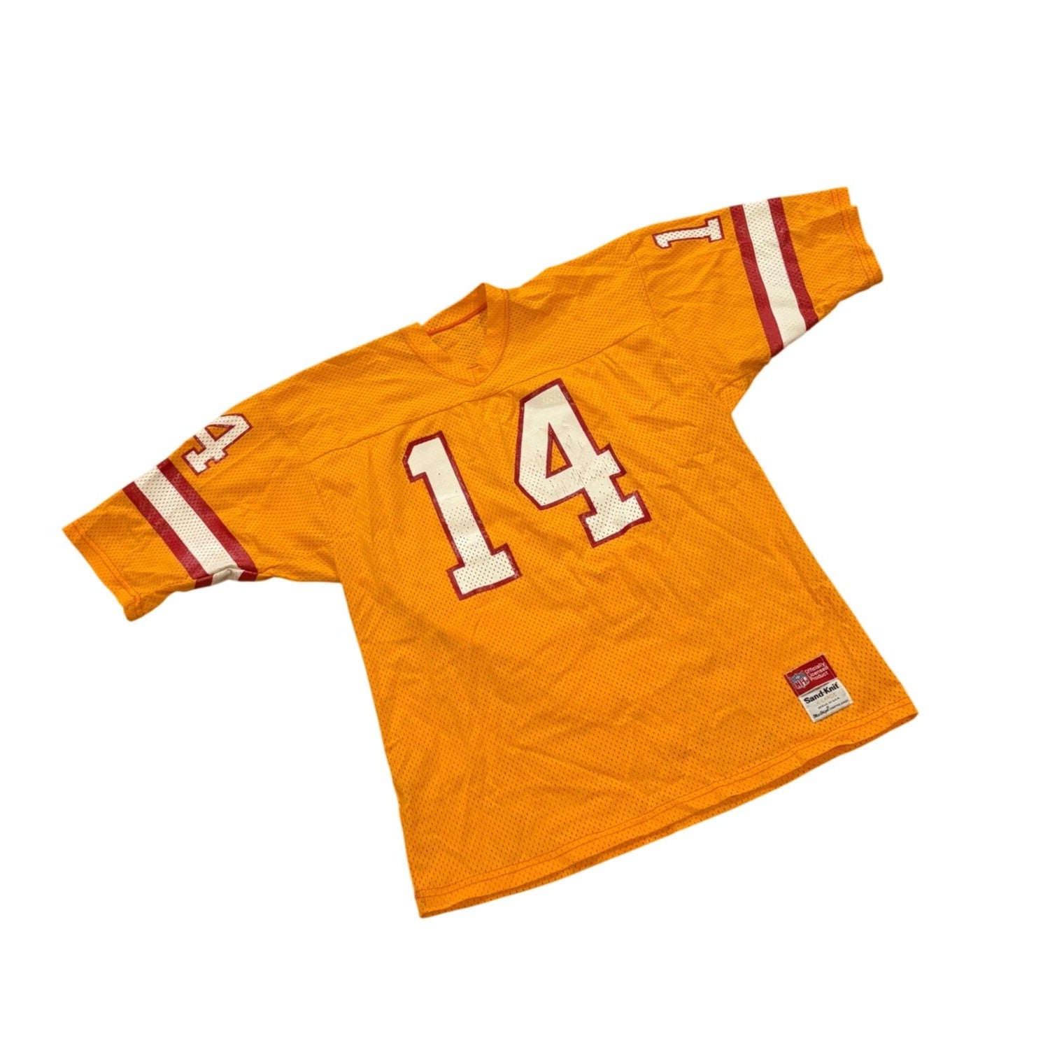 Vintage 80s Sand-Knit Tampa Bay Buccaneers Vinny Testaverde #14 NFL Jersey XL