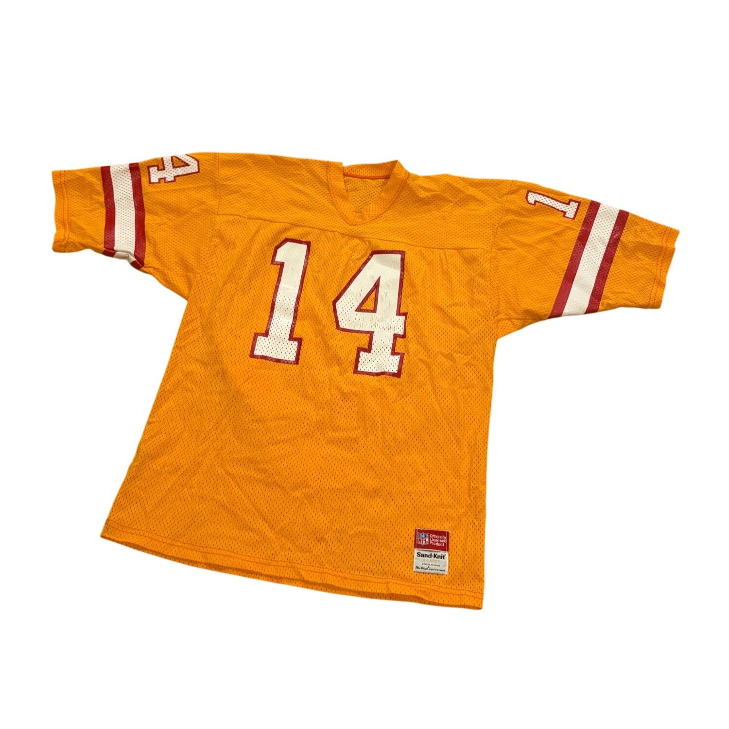 Vintage 80s Sand-Knit Tampa Bay Buccaneers Vinny Testaverde #14 NFL Jersey XL