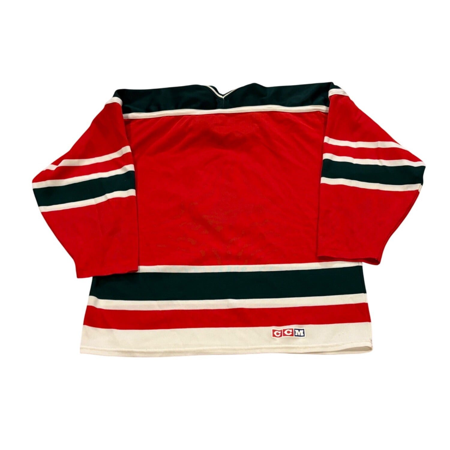 Vintage 1980's New Jersey Devils CCM Maska Red Green NHL Hockey Jersey Large