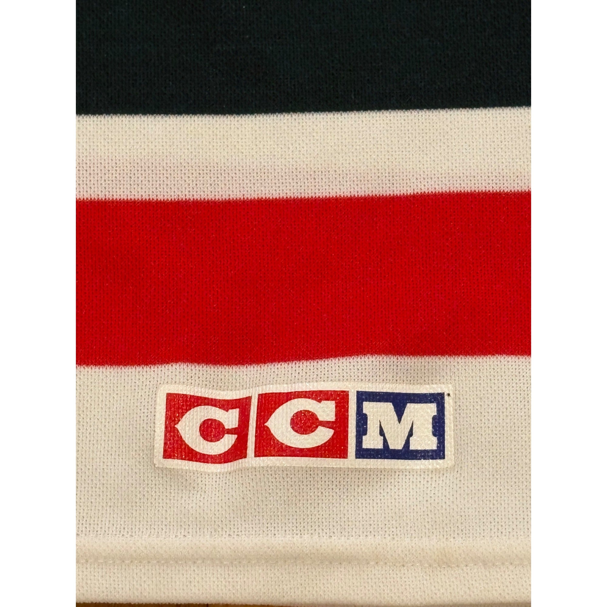 Vintage 1980's New Jersey Devils CCM Maska Red Green NHL Hockey Jersey Large