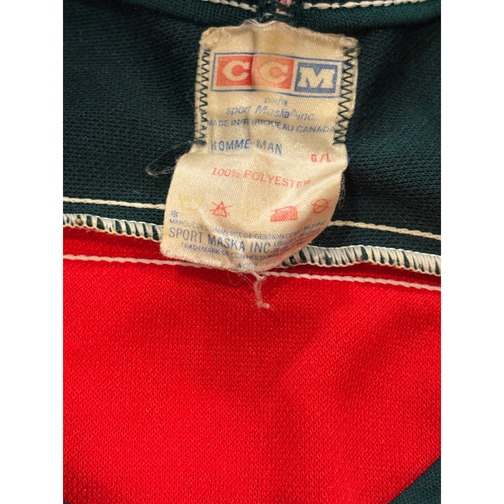 Vintage 1980's New Jersey Devils CCM Maska Red Green NHL Hockey Jersey Large
