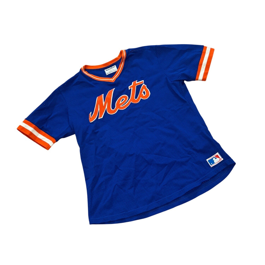 Vintage 80s Sand-Knit New York Mets MLB Pullover Baseball Jersey Men's Large
