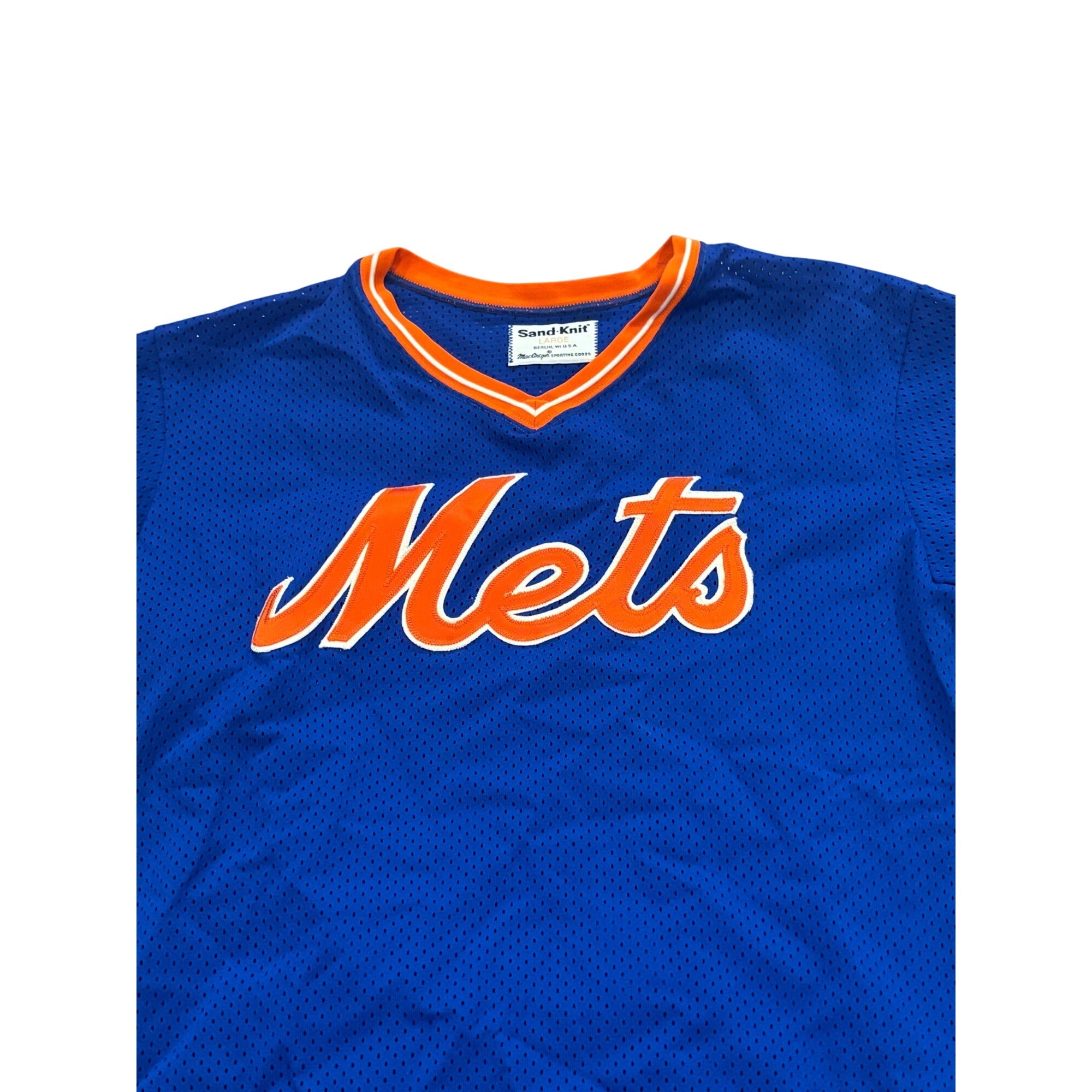 Vintage 80s Sand-Knit New York Mets MLB Pullover Baseball Jersey Men's Large