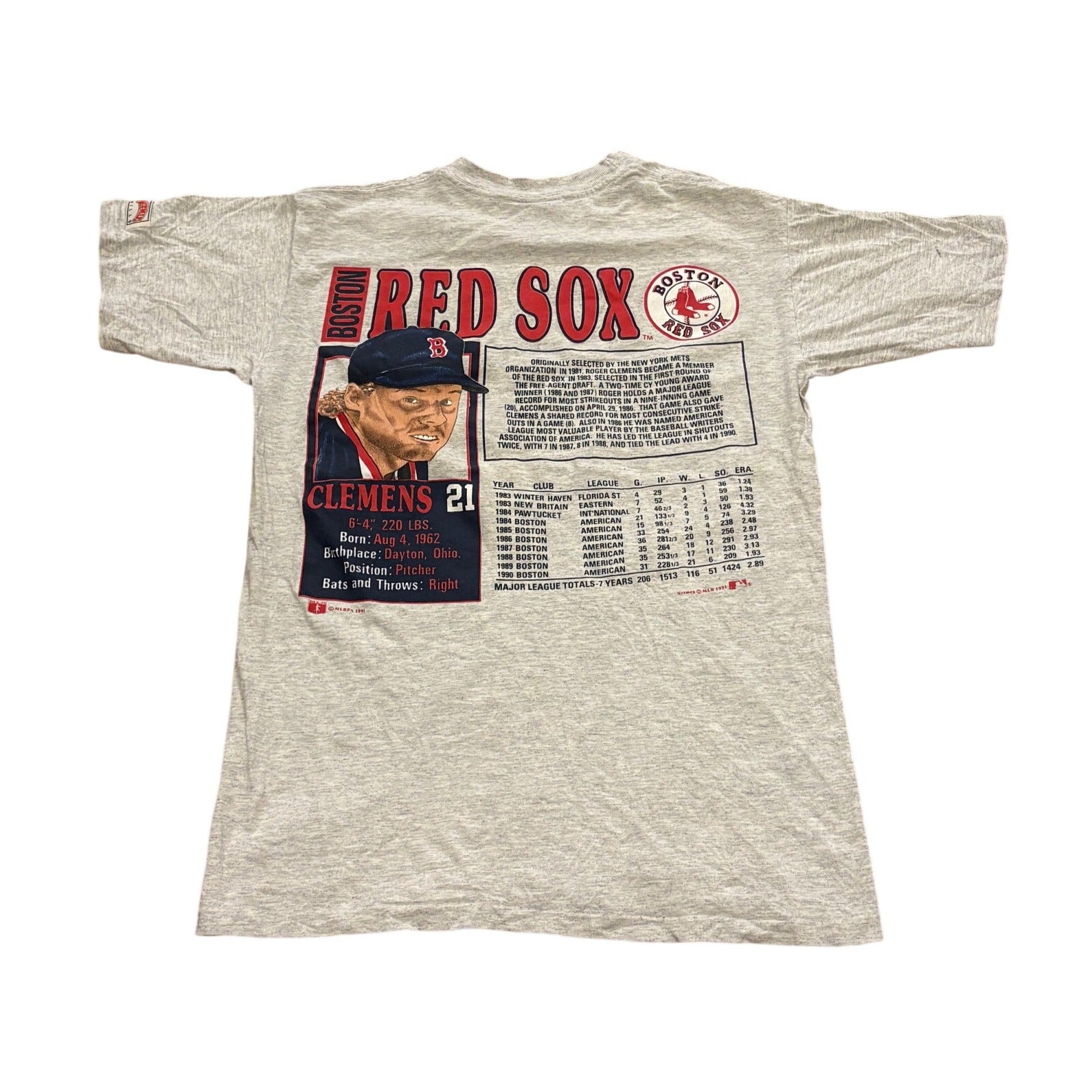 Vintage 1991 Nutmeg Boston Red Sox Roger Clemens Double Sided T-Shirt Medium