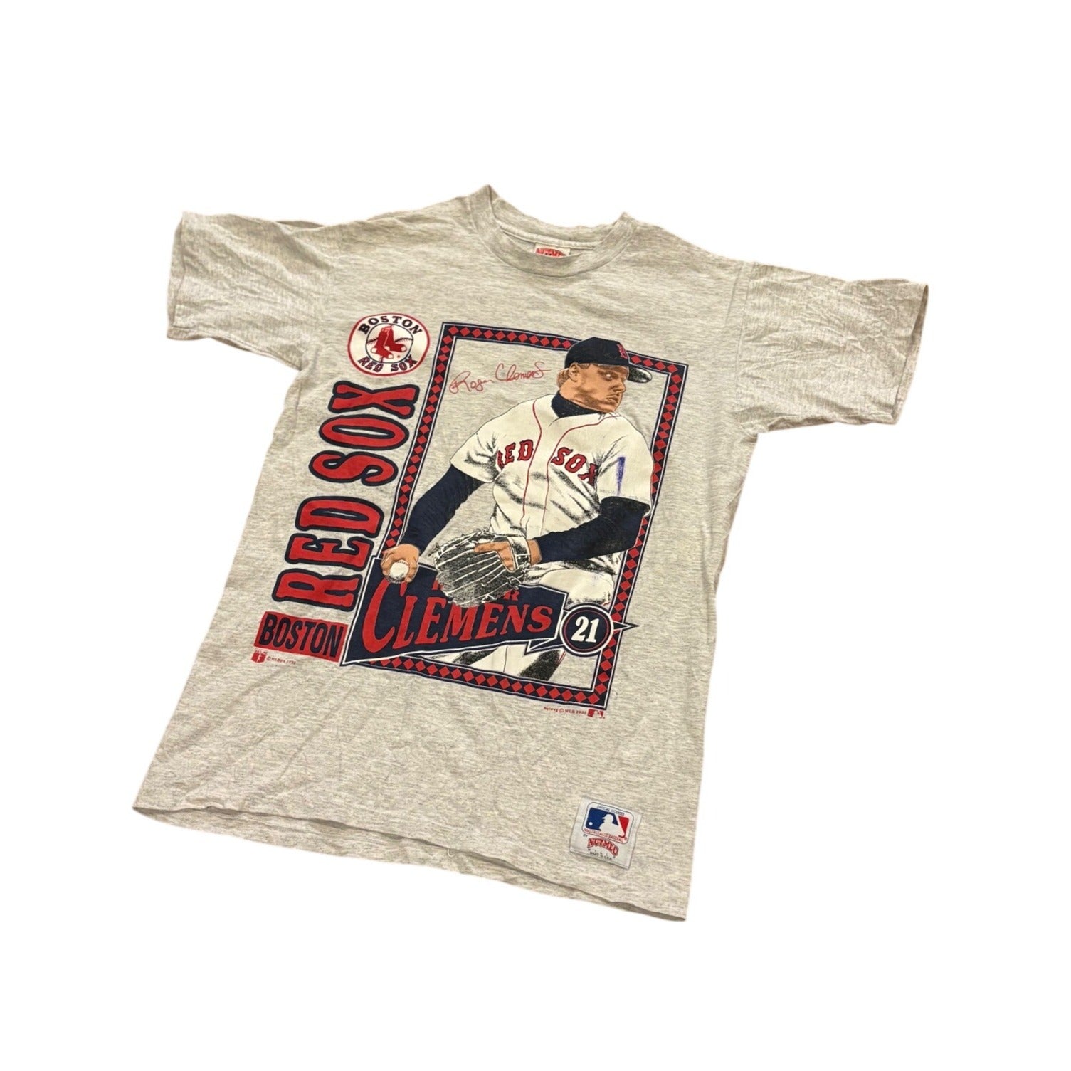 Vintage 1991 Nutmeg Boston Red Sox Roger Clemens Double Sided T-Shirt Medium