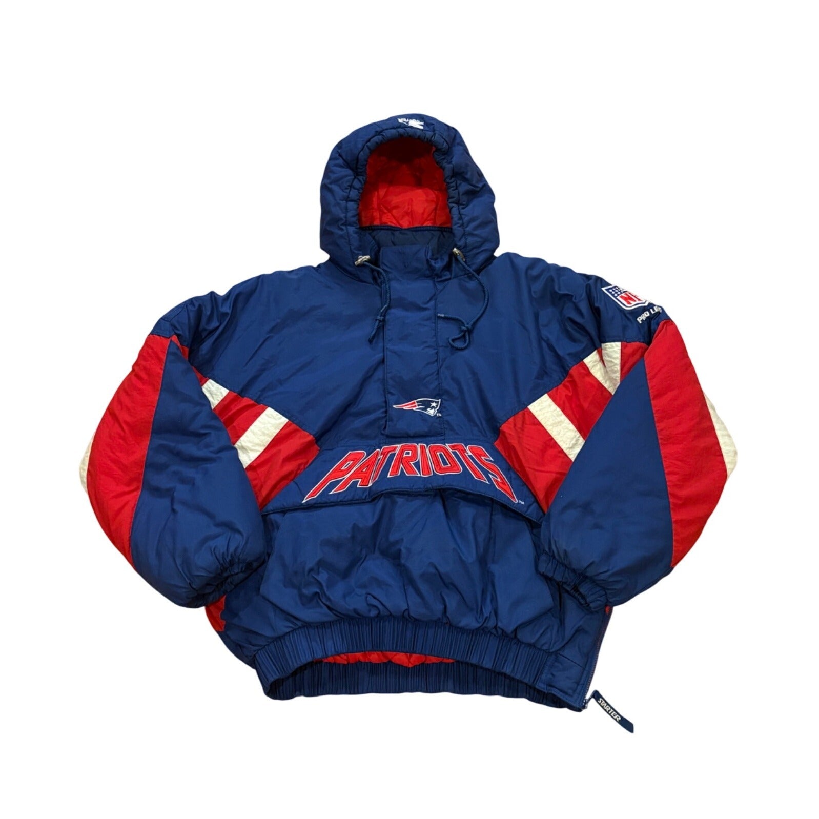 Vintage 1990's Starter New England Patriots NFL Pro Line Hooded Puffer Jacket L