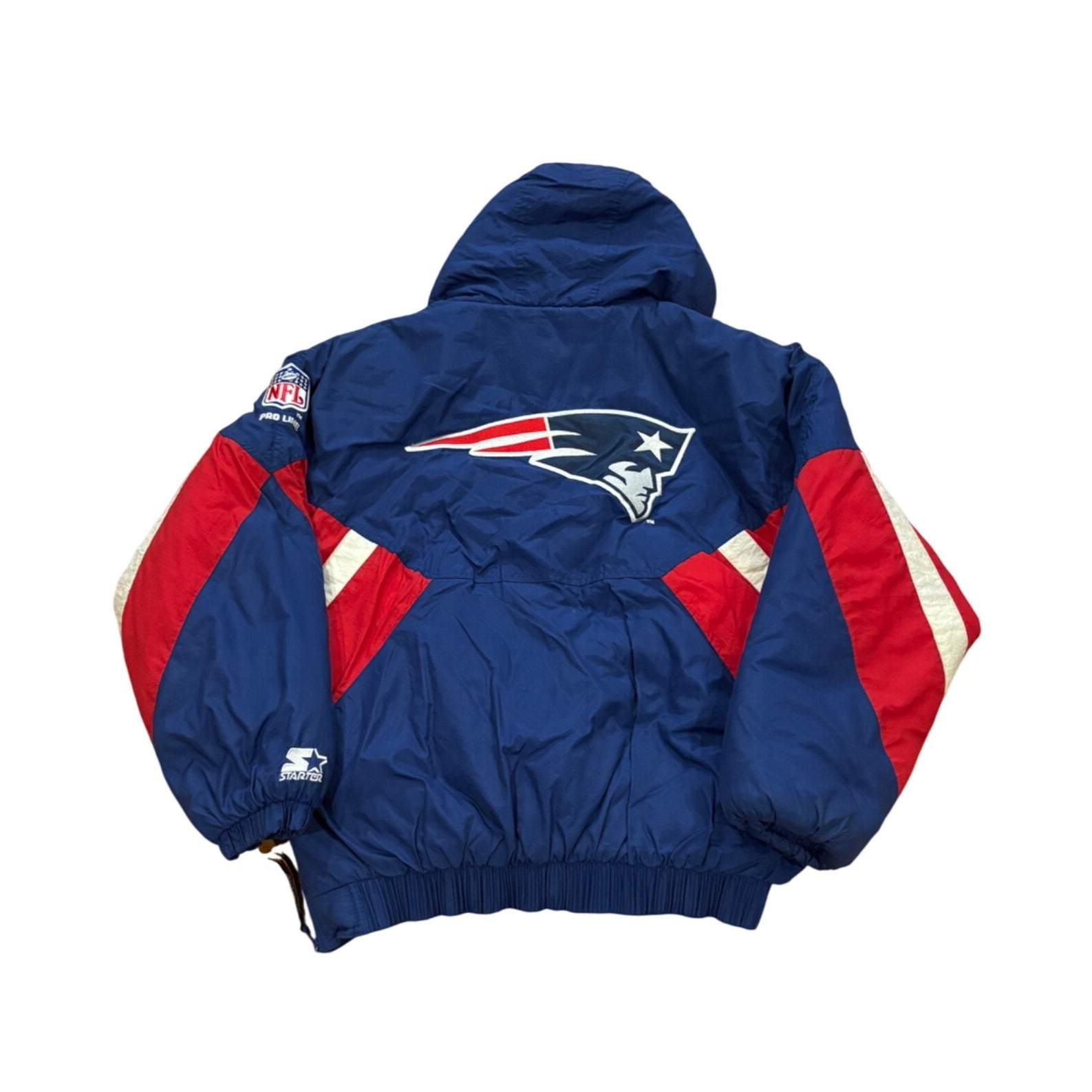 Vintage 1990's Starter New England Patriots NFL Pro Line Hooded Puffer Jacket L