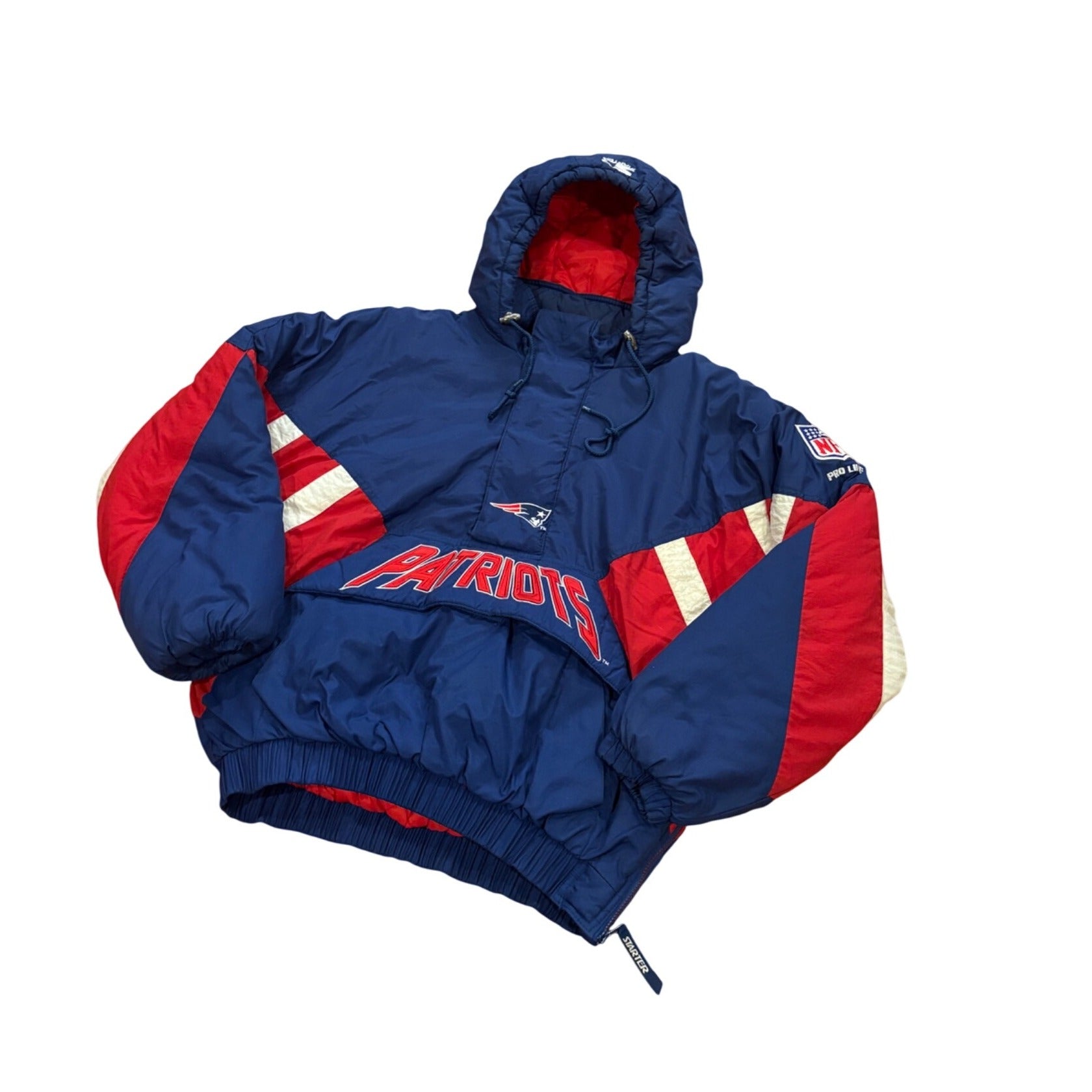 Vintage 1990's Starter New England Patriots NFL Pro Line Hooded Puffer Jacket L