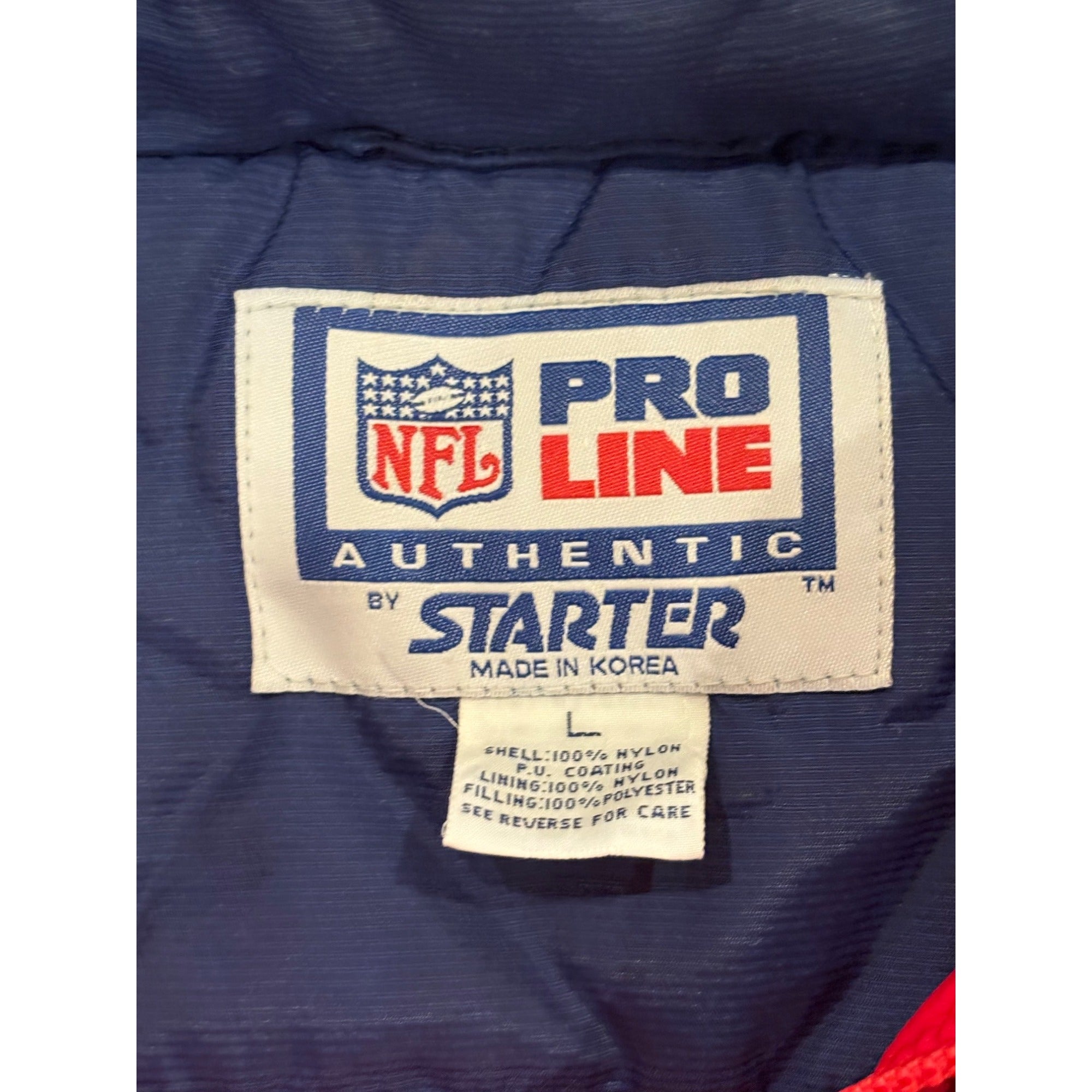 Vintage 1990's Starter New England Patriots NFL Pro Line Hooded Puffer Jacket L