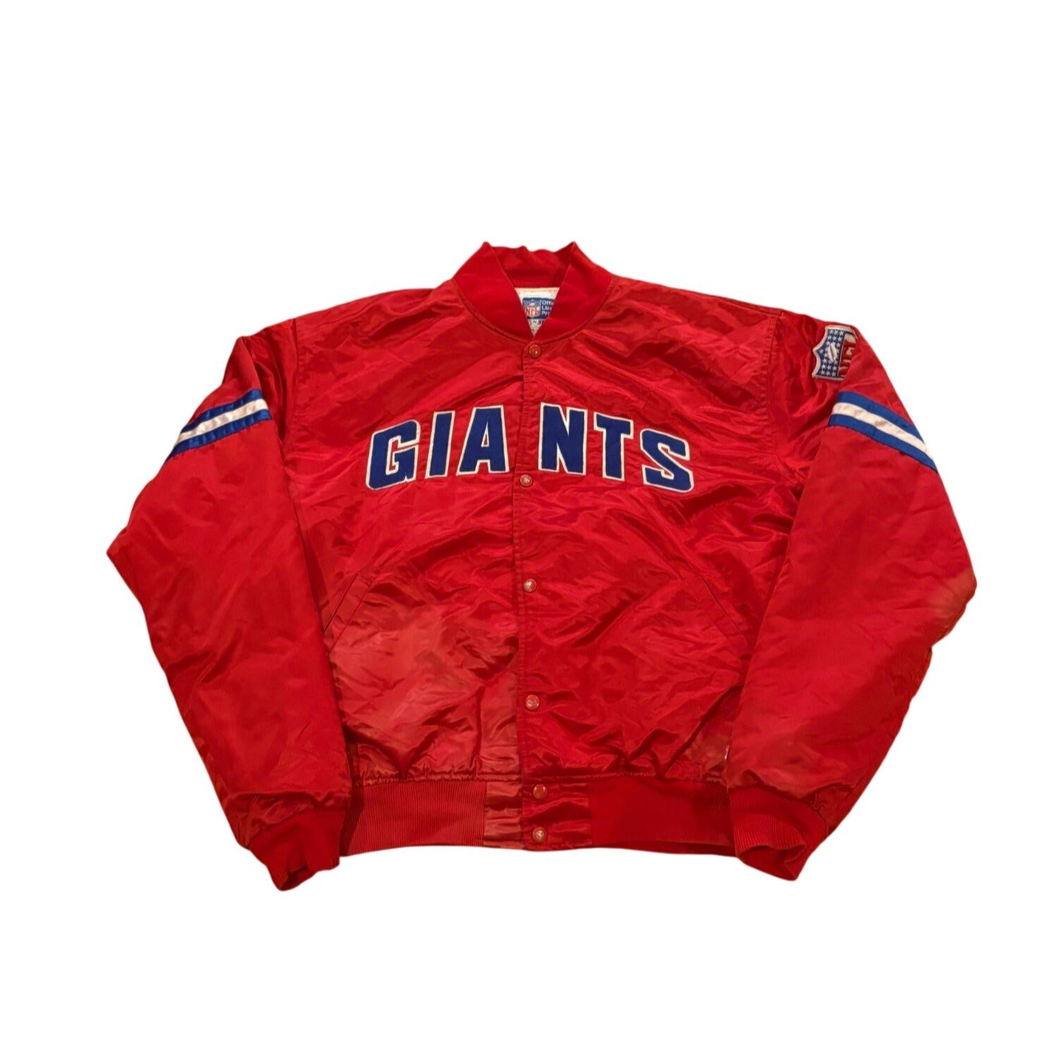Rare Vintage 80s Starter New York Giants NFL Red Satin Jacket Belichick Men's XL