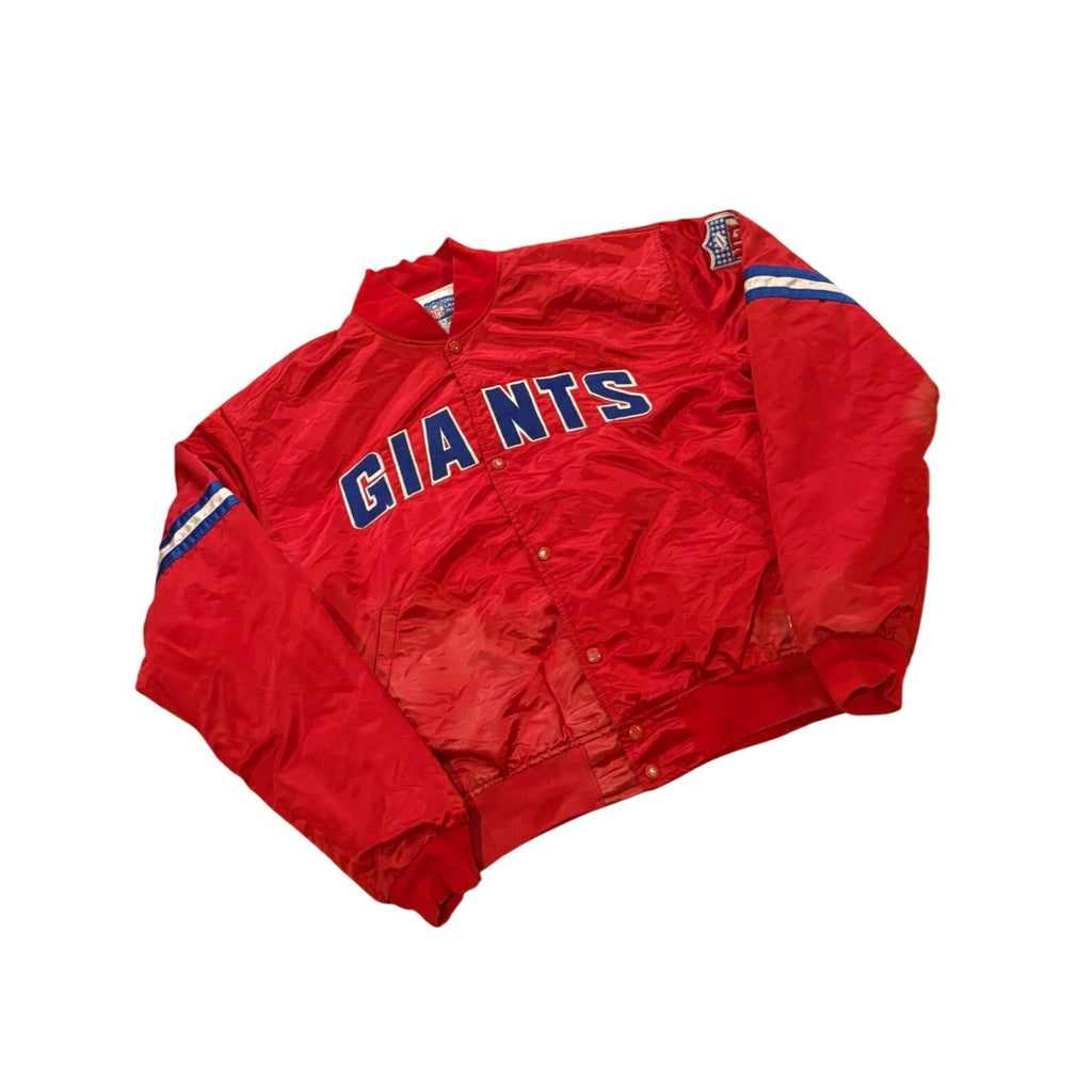 Rare Vintage 80s Starter New York Giants NFL Red Satin Jacket Belichick Men's XL