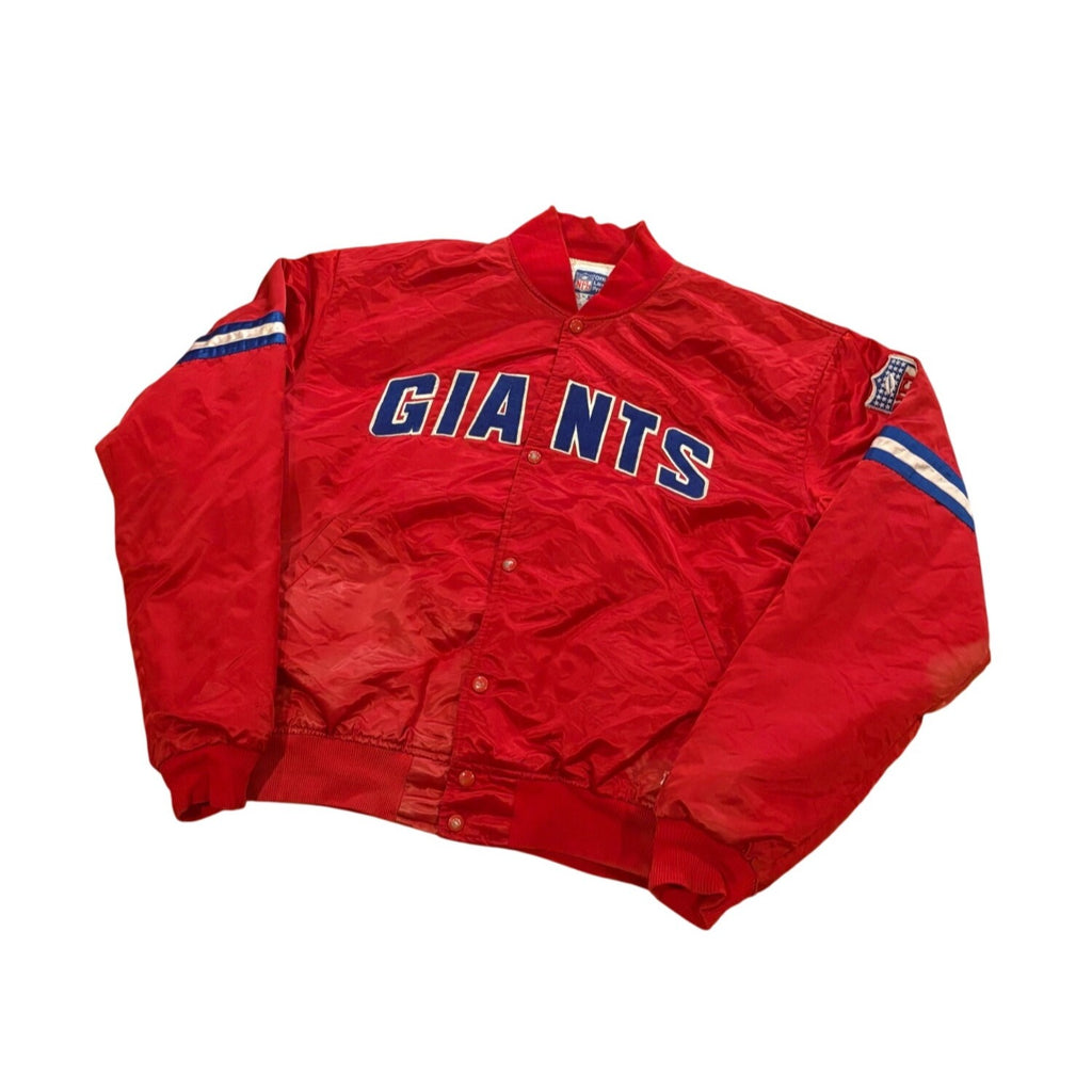 Rare Vintage 80s Starter New York Giants NFL Red Satin Jacket Belichick Men's XL