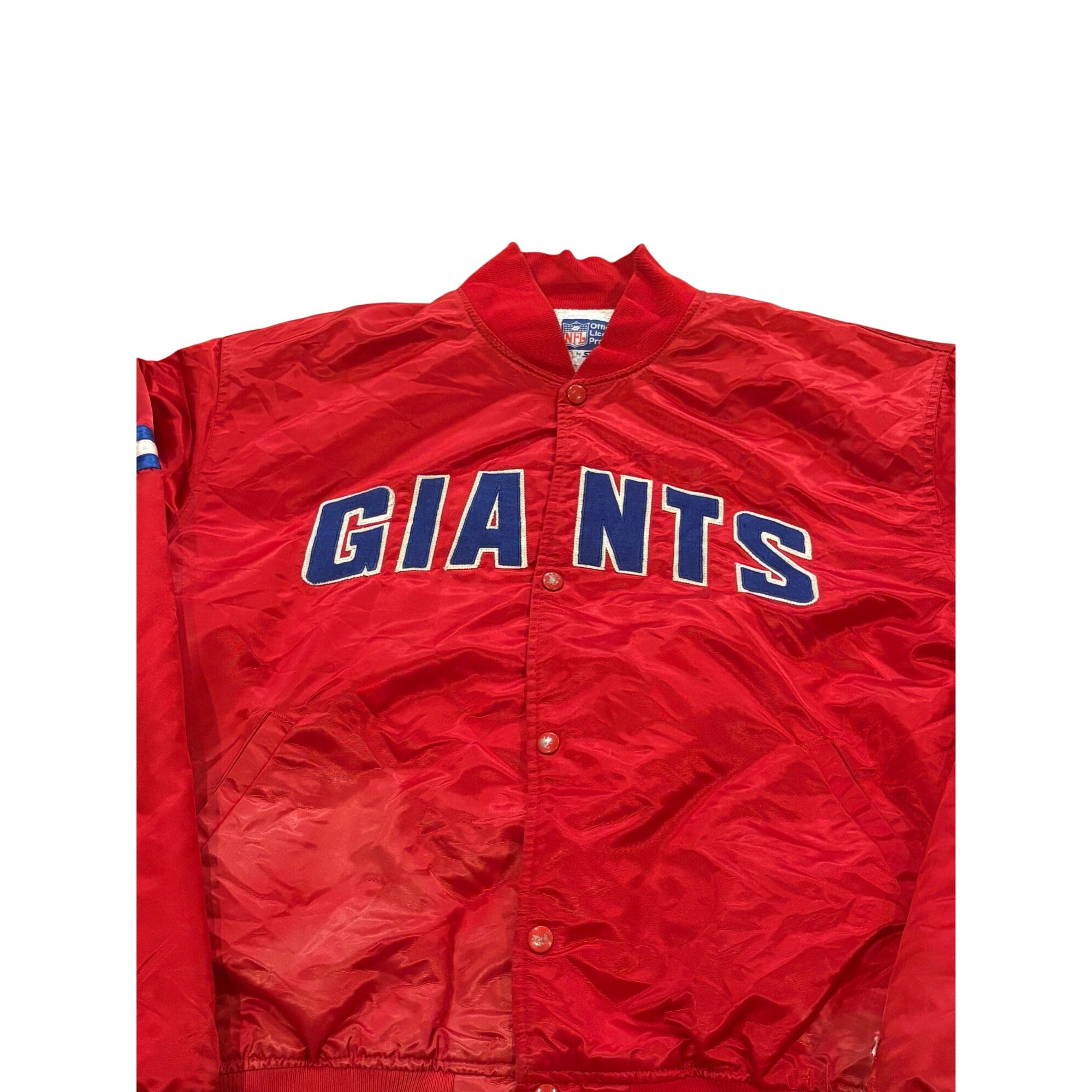 Rare Vintage 80s Starter New York Giants NFL Red Satin Jacket Belichick Men's XL