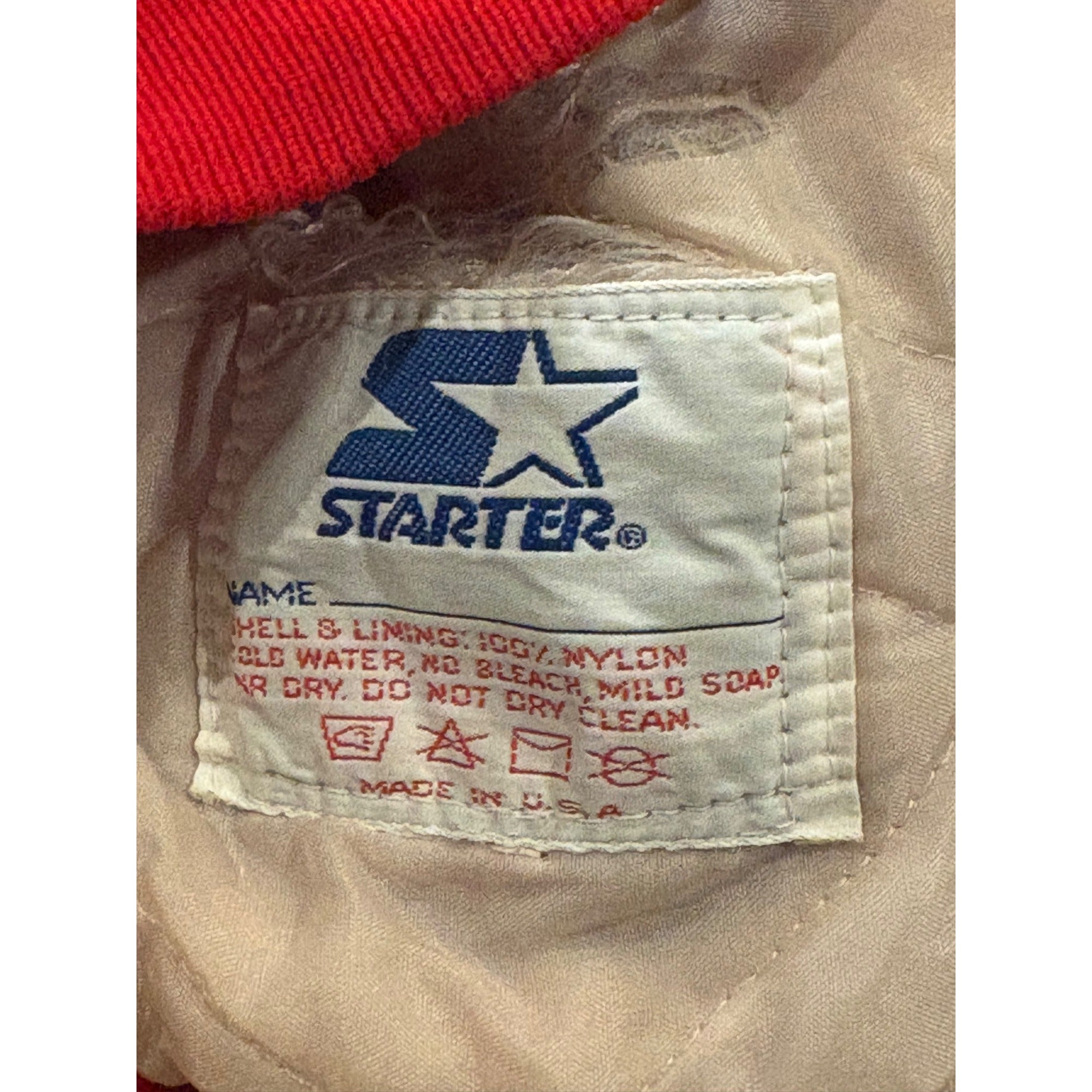 Rare Vintage 80s Starter New York Giants NFL Red Satin Jacket Belichick Men's XL