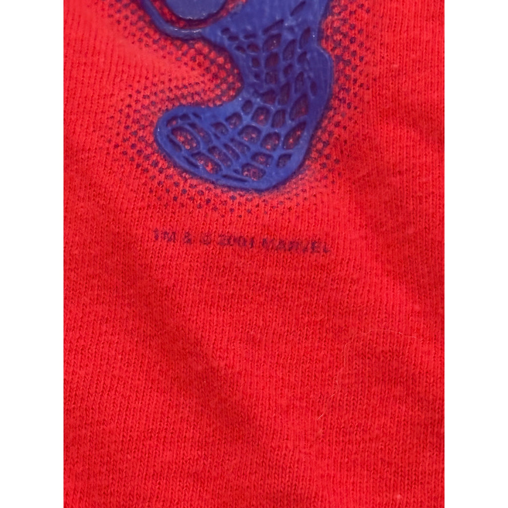 Vintage 2001 Changes Spiderman 3D Print Single Stitch T-Shirt Red Men's Large