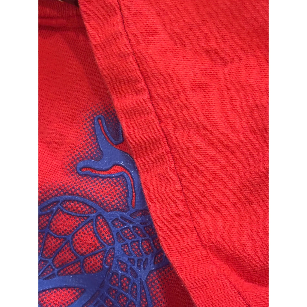 Vintage 2001 Changes Spiderman 3D Print Single Stitch T-Shirt Red Men's Large
