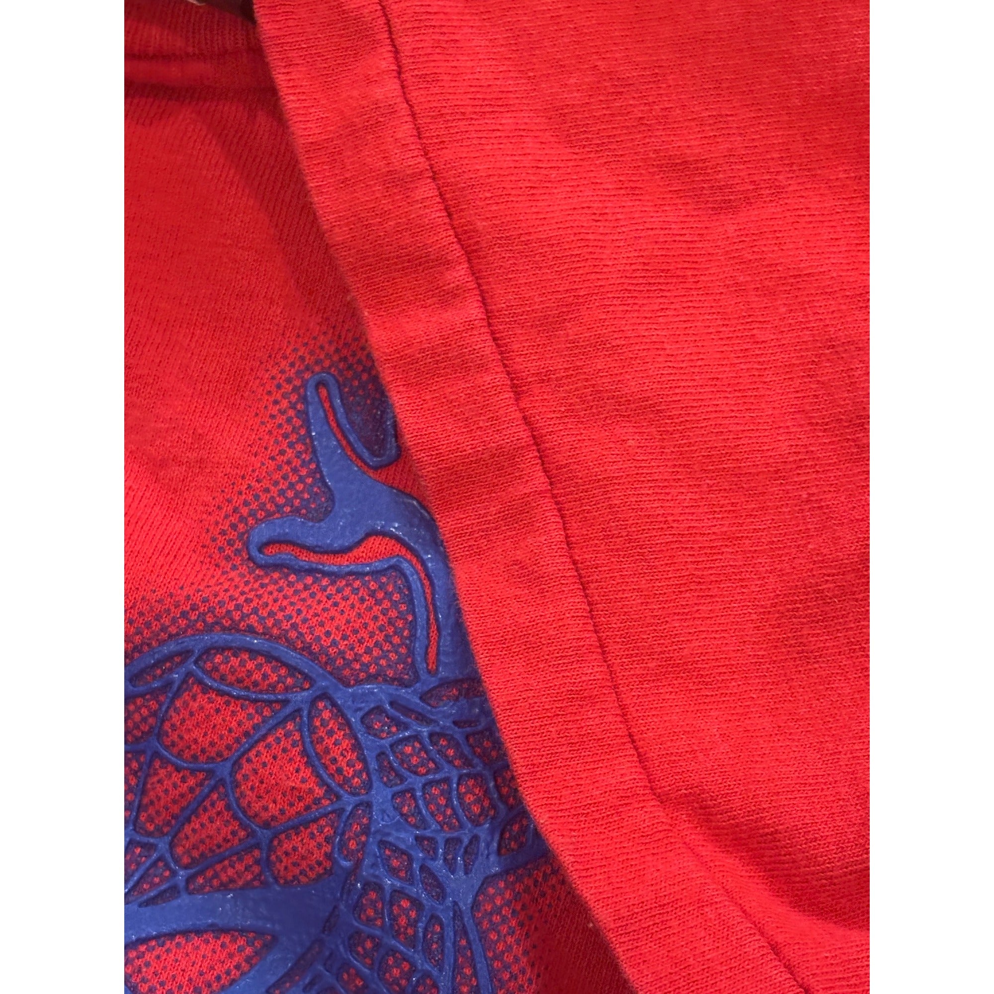Vintage 2001 Changes Spiderman 3D Print Single Stitch T-Shirt Red Men's Large