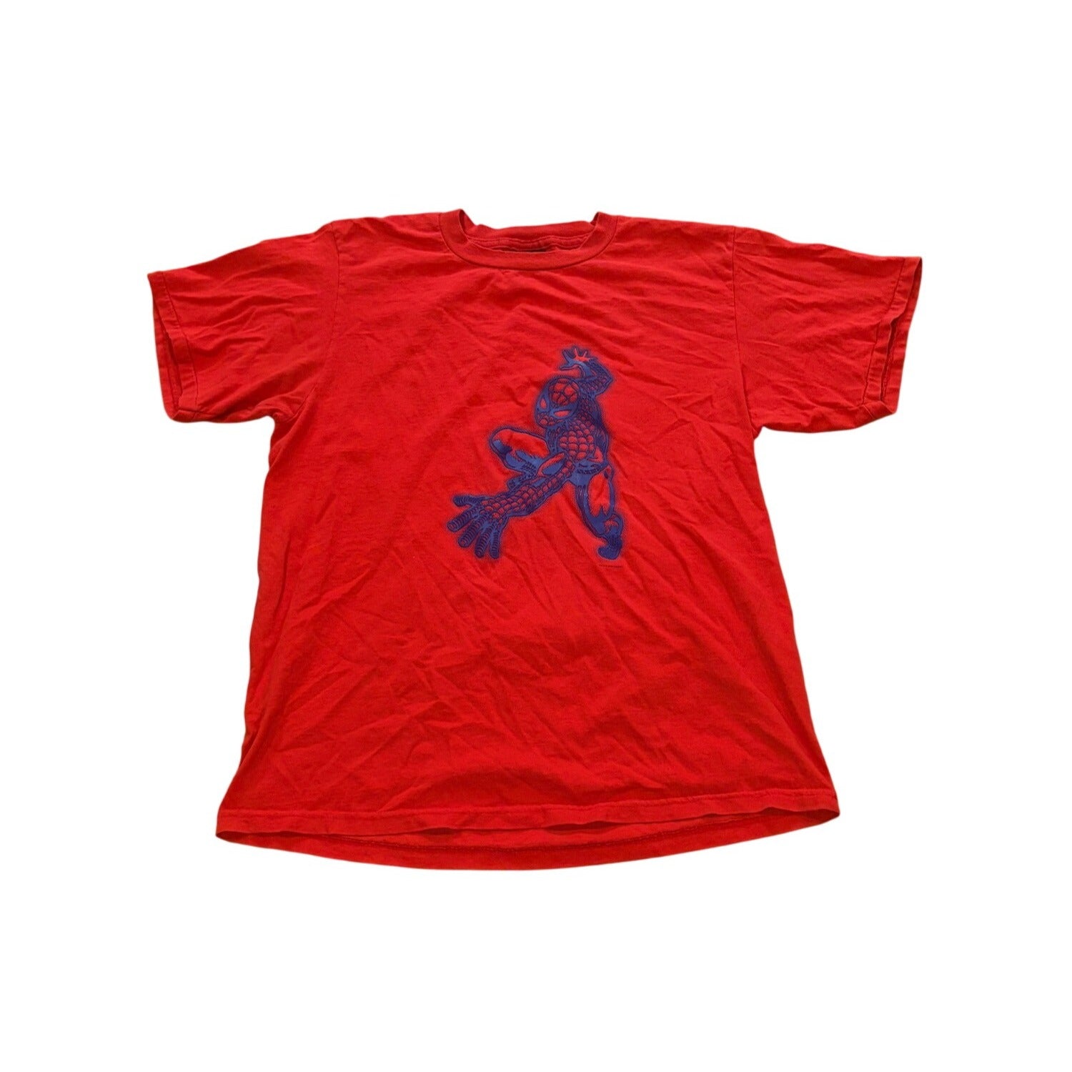 Vintage 2001 Changes Spiderman 3D Print Single Stitch T-Shirt Red Men's Large