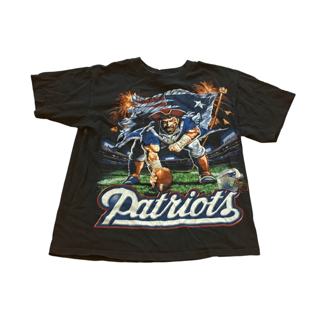 Vintage Liquid Blue New England Patriots NFL AOP Graphic Print T-Shirt Medium