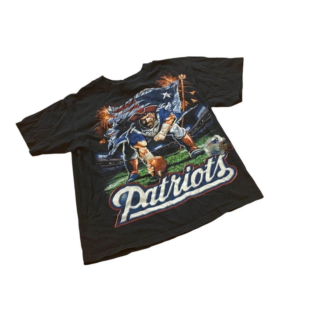 Vintage Liquid Blue New England Patriots NFL AOP Graphic Print T-Shirt Medium