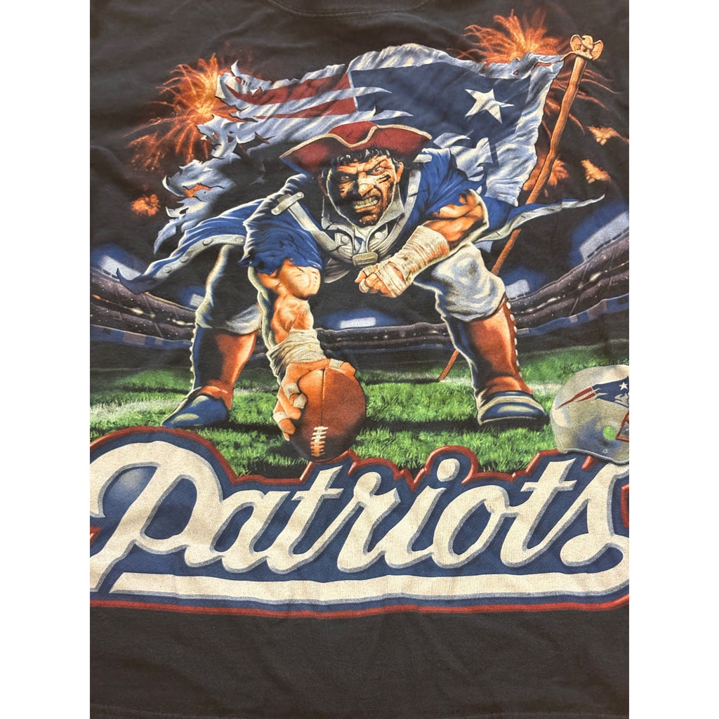Vintage Liquid Blue New England Patriots NFL AOP Graphic Print T-Shirt Medium