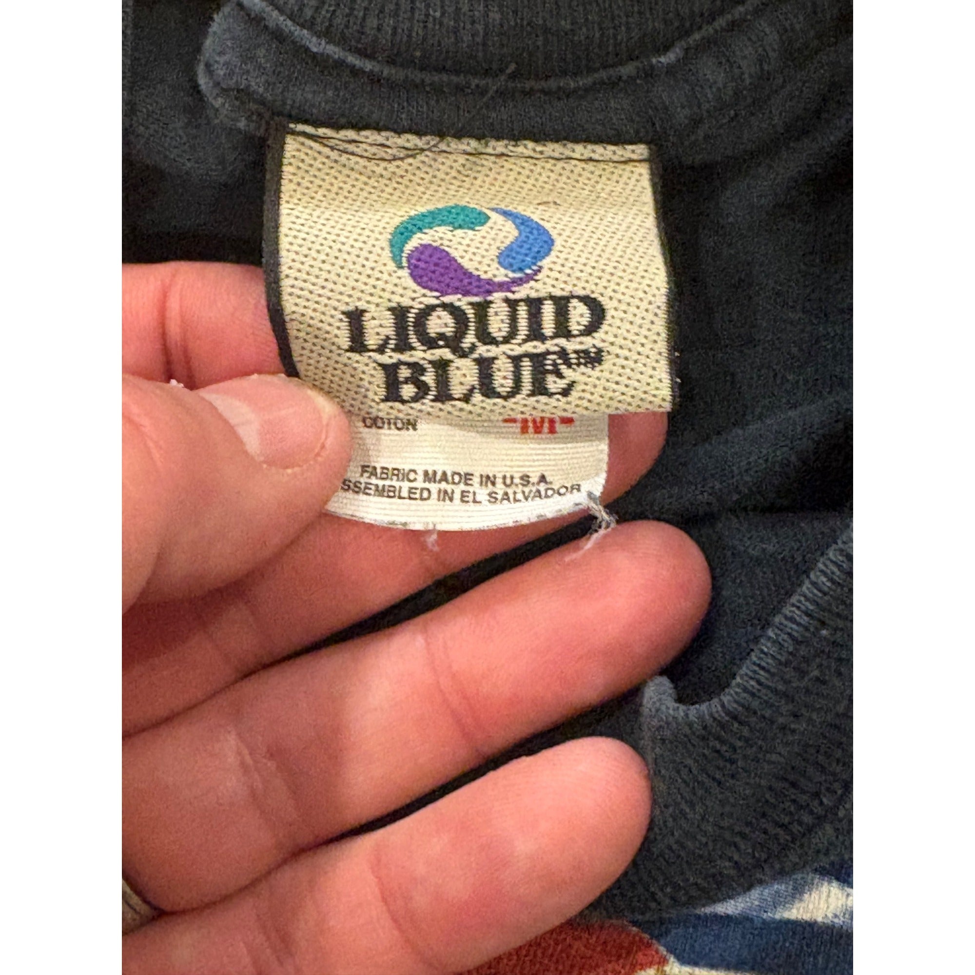 Vintage Liquid Blue New England Patriots NFL AOP Graphic Print T-Shirt Medium