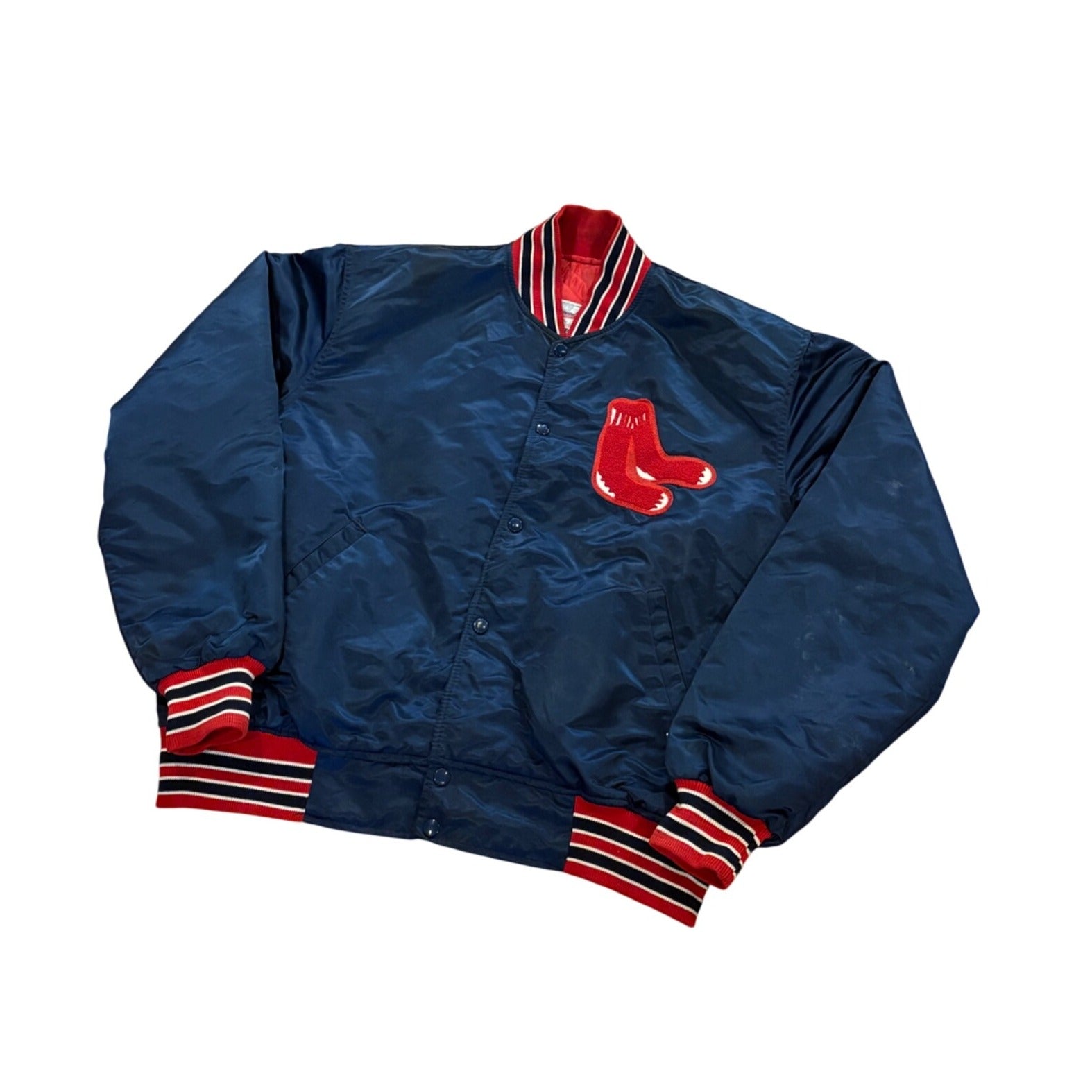 Vintage 1980's Starter Boston Red Sox MLB Satin Bomber Jacket Blue Men's 2XL