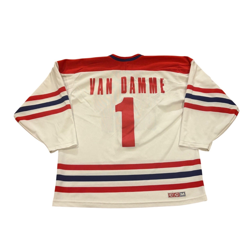Rare 1995 CCM Sudden Death Jean-Claude Van Damme #1 Movie Promo Hockey Jersey L