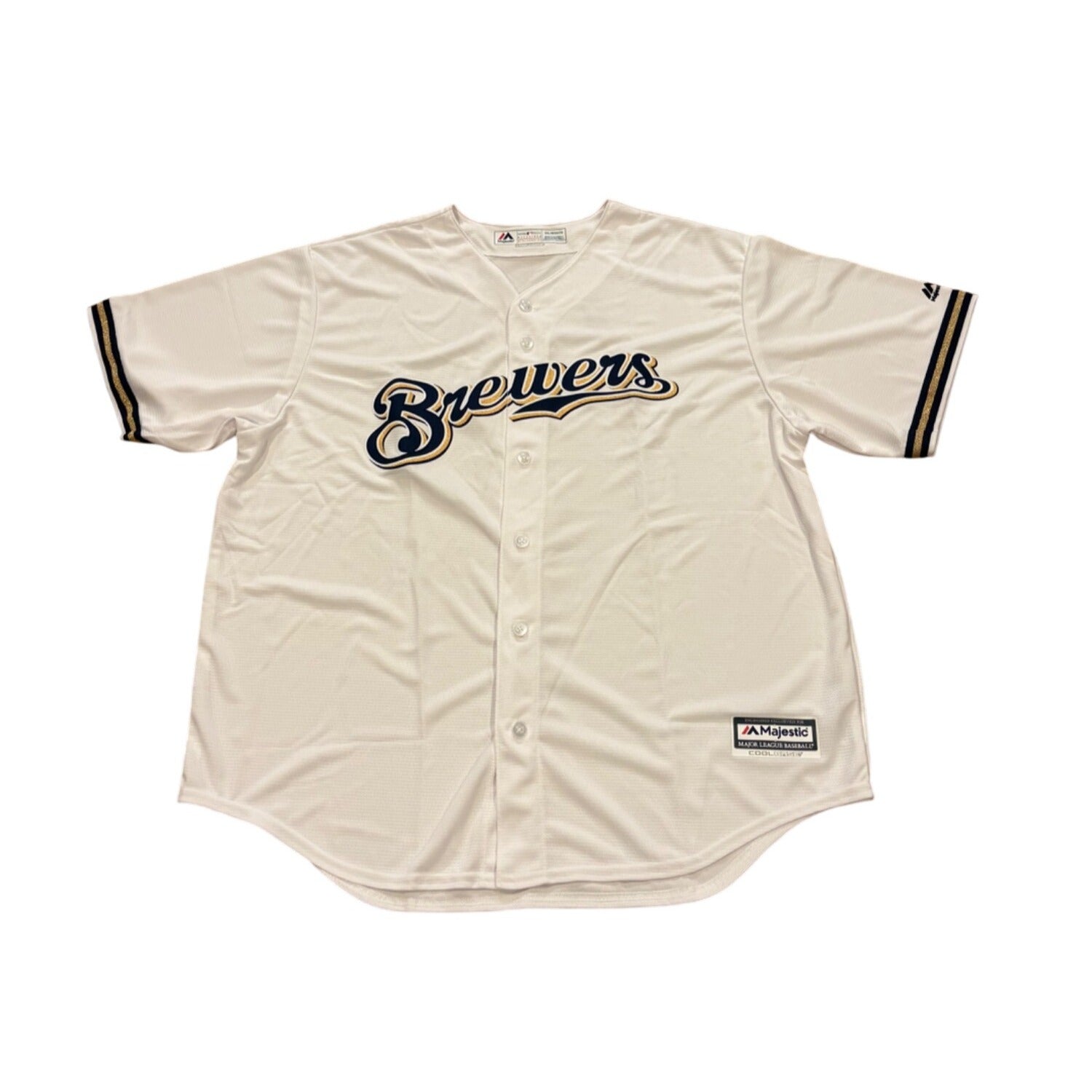 Majestic Milwaukee Brewers Cool Base MLB Baseball Jersey White Men's 2XL NEW