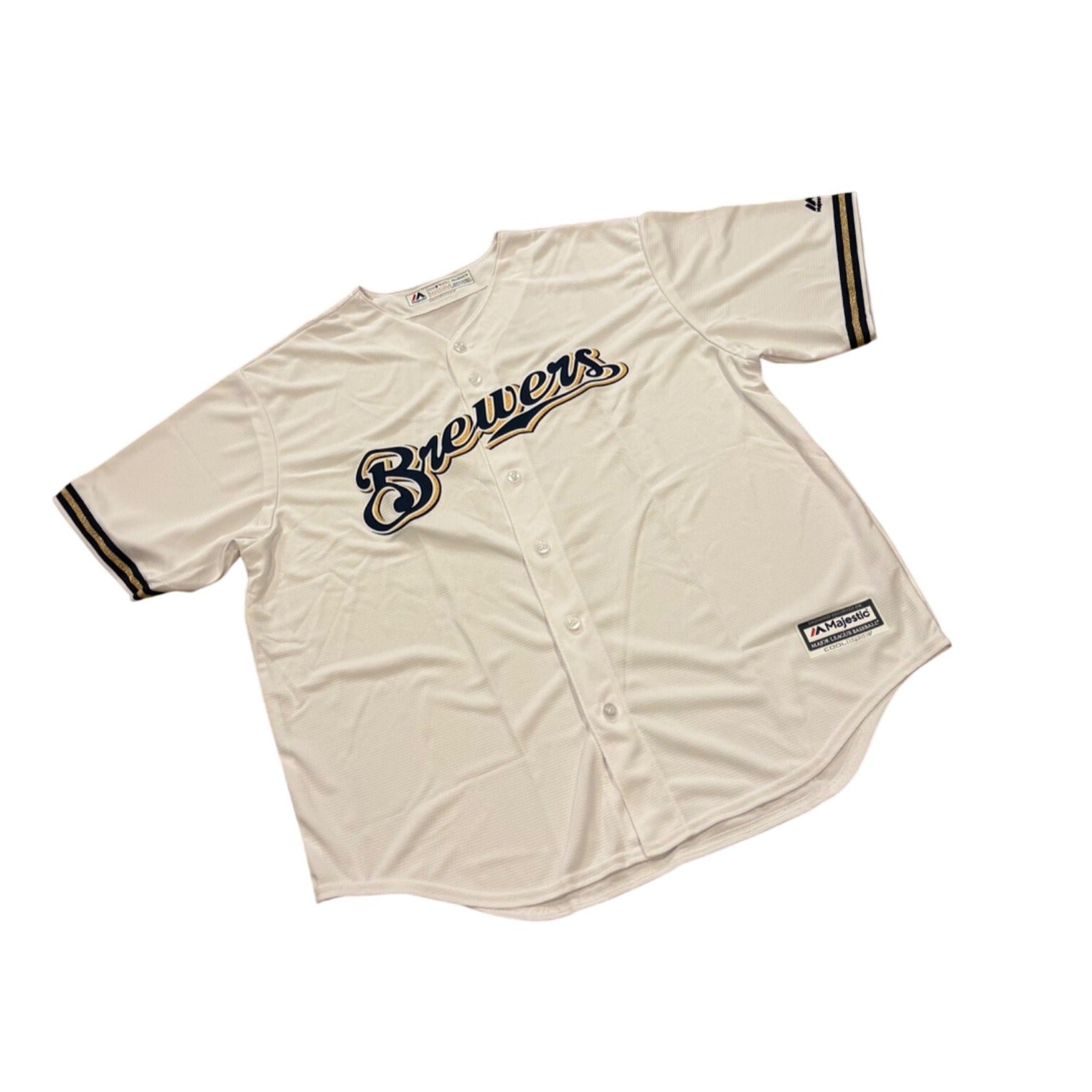 Majestic Milwaukee Brewers Cool Base MLB Baseball Jersey White Men's 2XL NEW