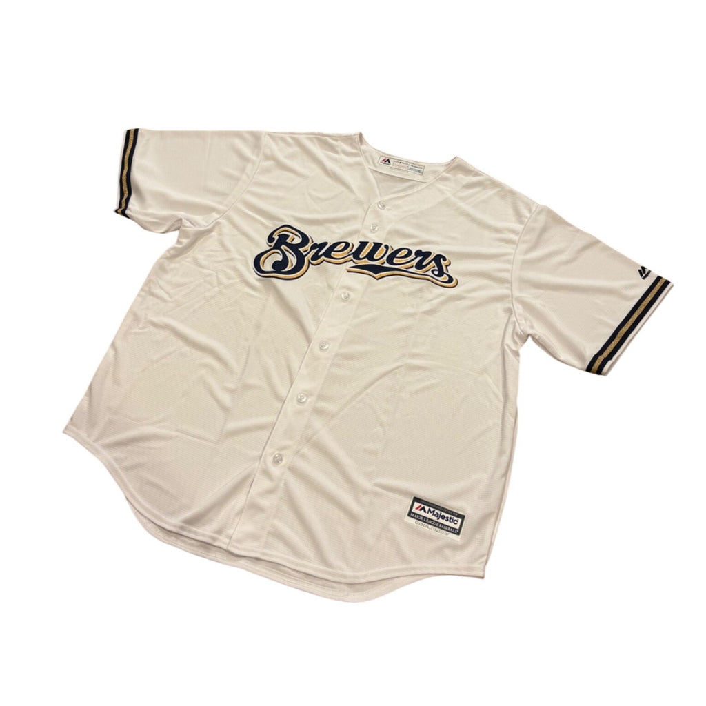 Majestic Milwaukee Brewers Cool Base MLB Baseball Jersey White Men's 2XL NEW