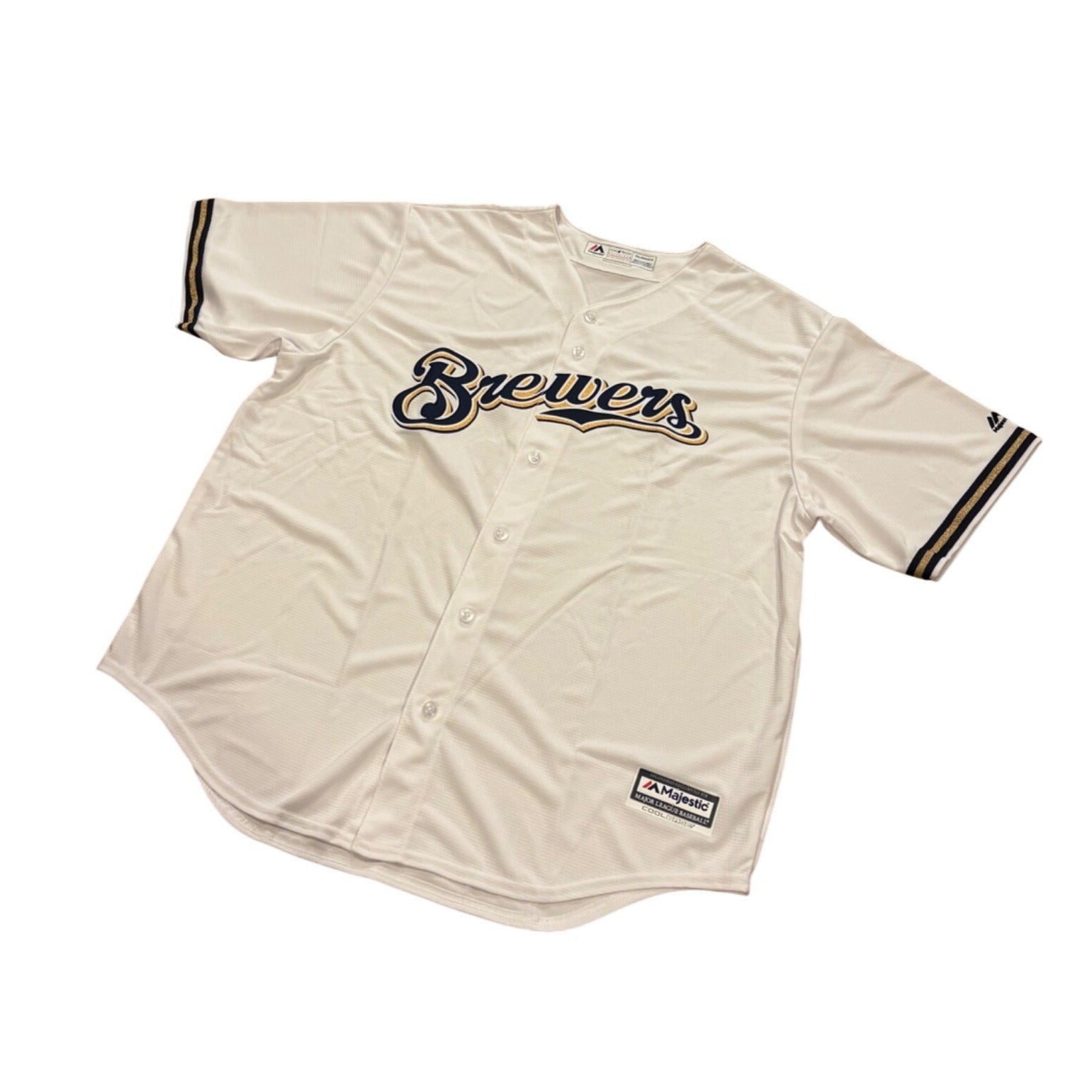 Majestic Milwaukee Brewers Cool Base MLB Baseball Jersey White Men's 2XL NEW