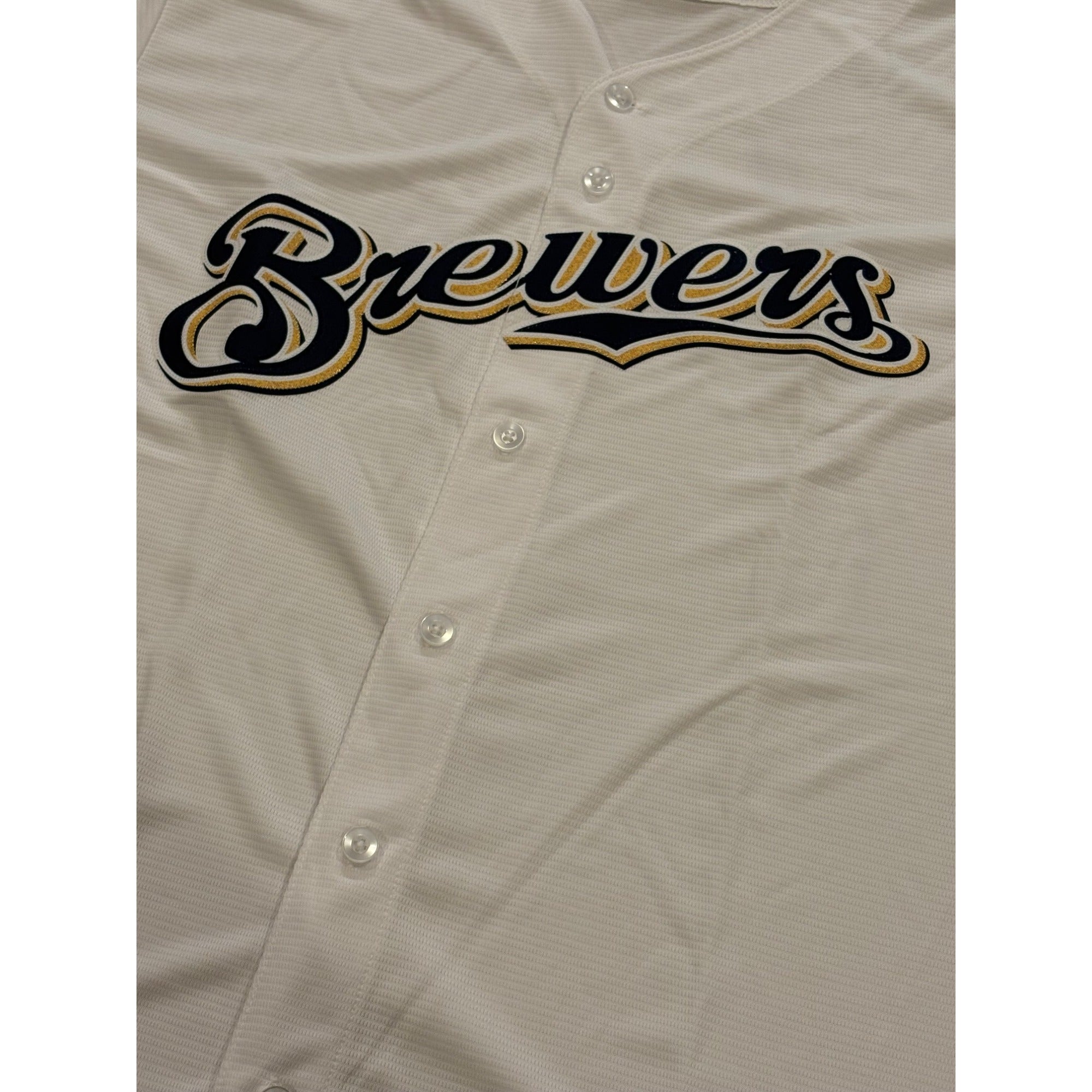 Majestic Milwaukee Brewers Cool Base MLB Baseball Jersey White Men's 2XL NEW