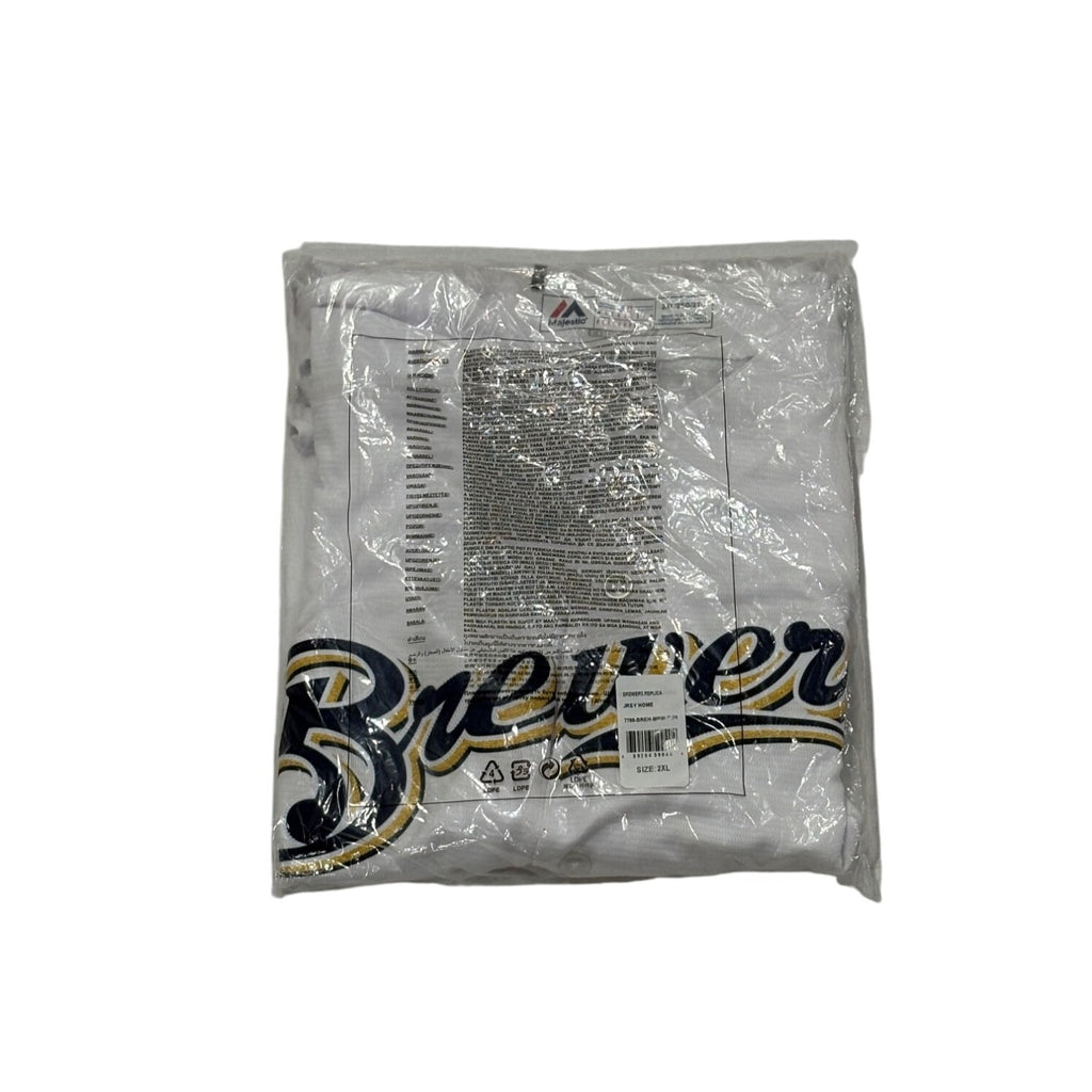 Majestic Milwaukee Brewers Cool Base MLB Baseball Jersey White Men's 2XL NEW