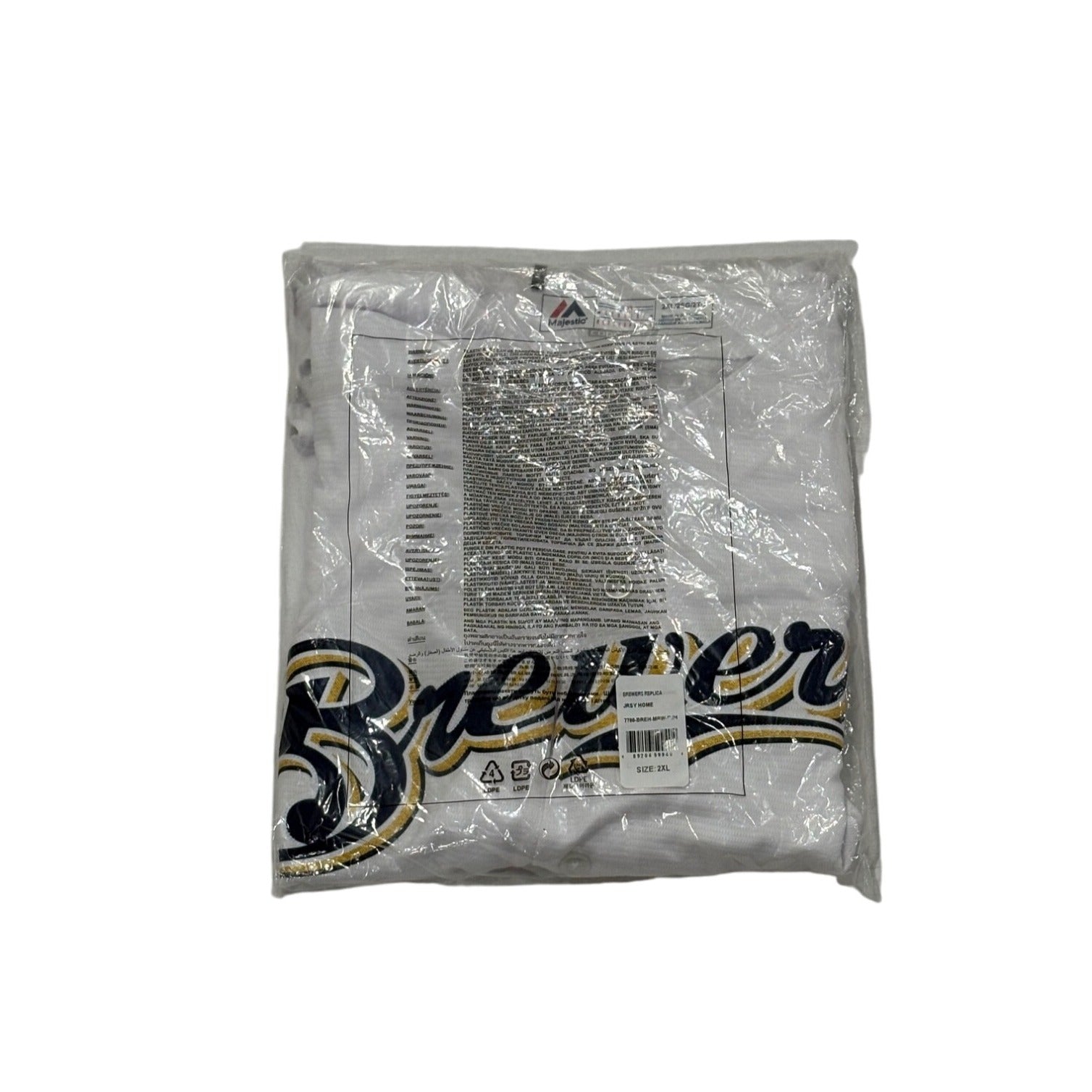 Majestic Milwaukee Brewers Cool Base MLB Baseball Jersey White Men's 2XL NEW