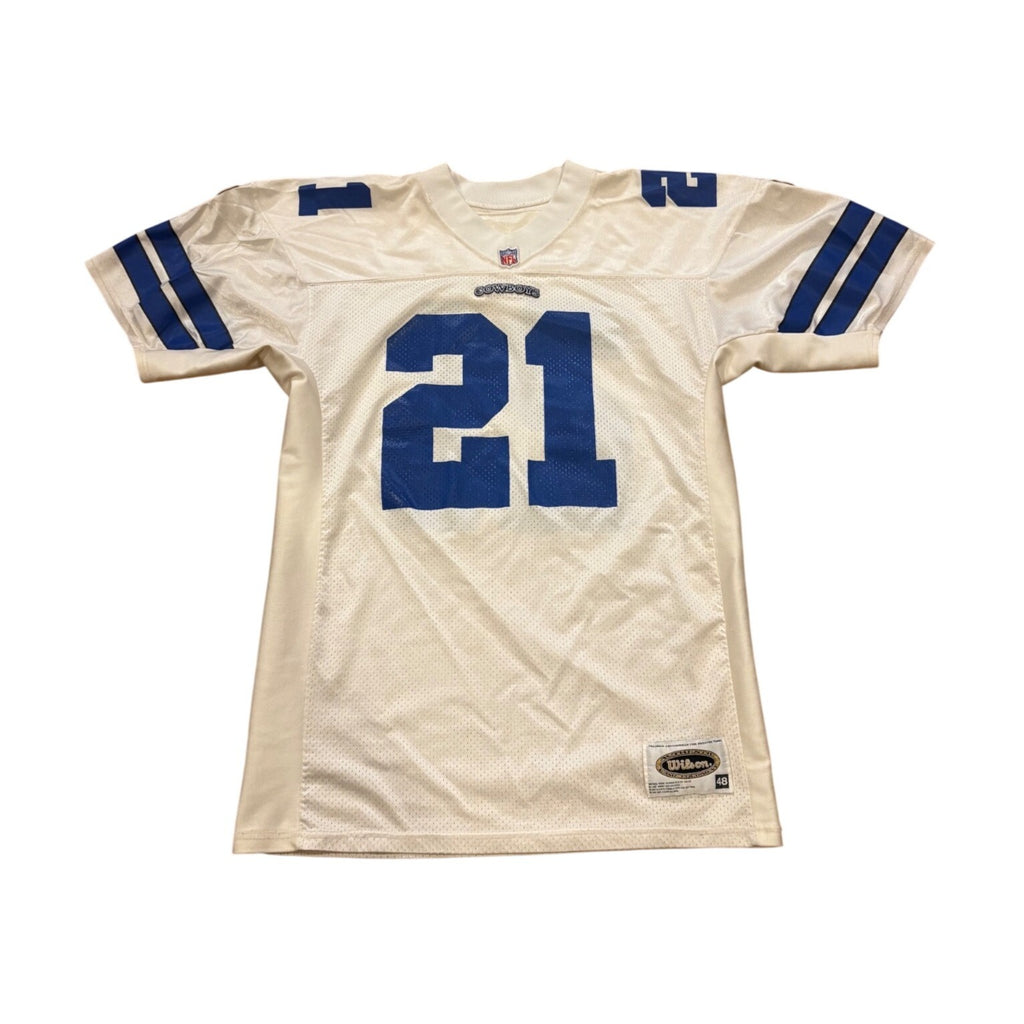Vintage Wilson Dallas Cowboys Deion Sanders White NFL Jersey Men's Size 48