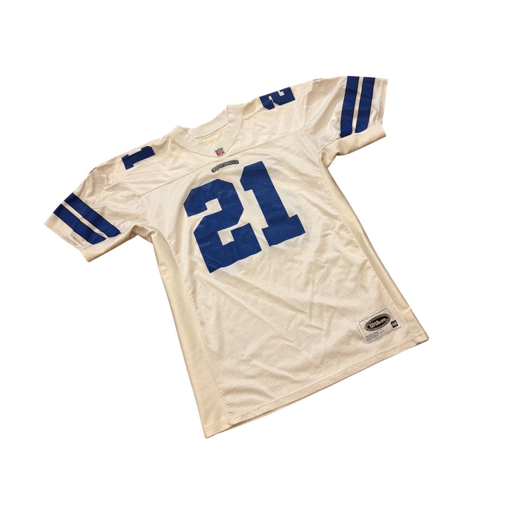 Vintage Wilson Dallas Cowboys Deion Sanders White NFL Jersey Men's Size 48