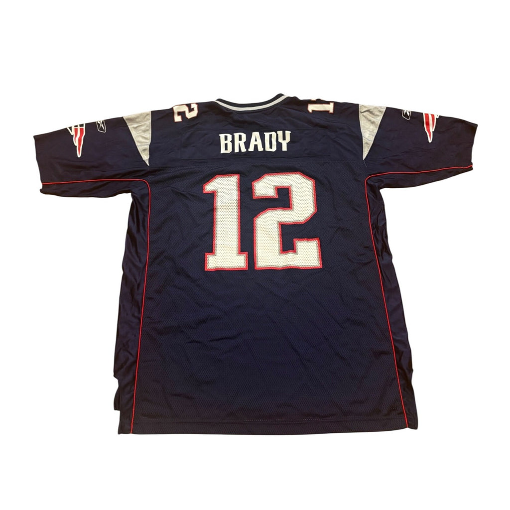 Reebok New England Patriots Tom Brady #12 Blue NFL Football Jersey Men's 2XL