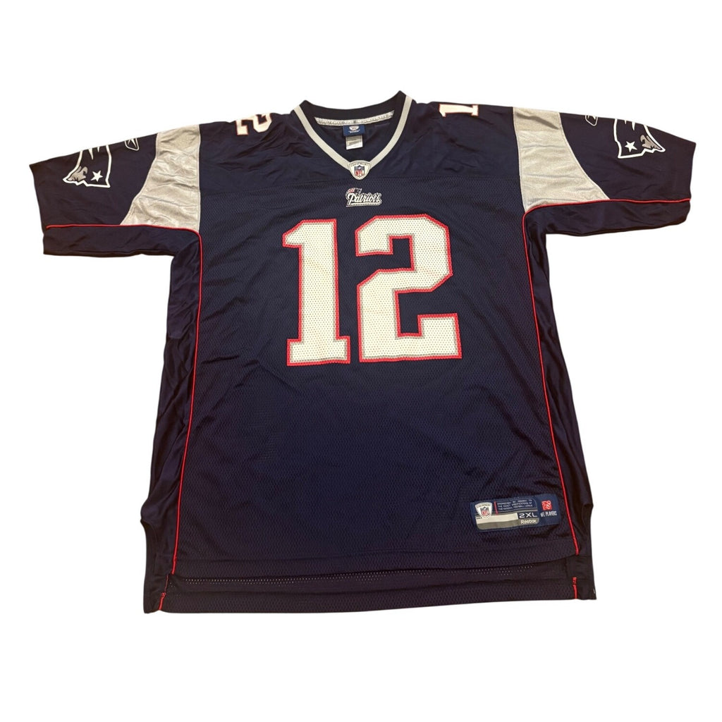 Reebok New England Patriots Tom Brady #12 Blue NFL Football Jersey Men's 2XL