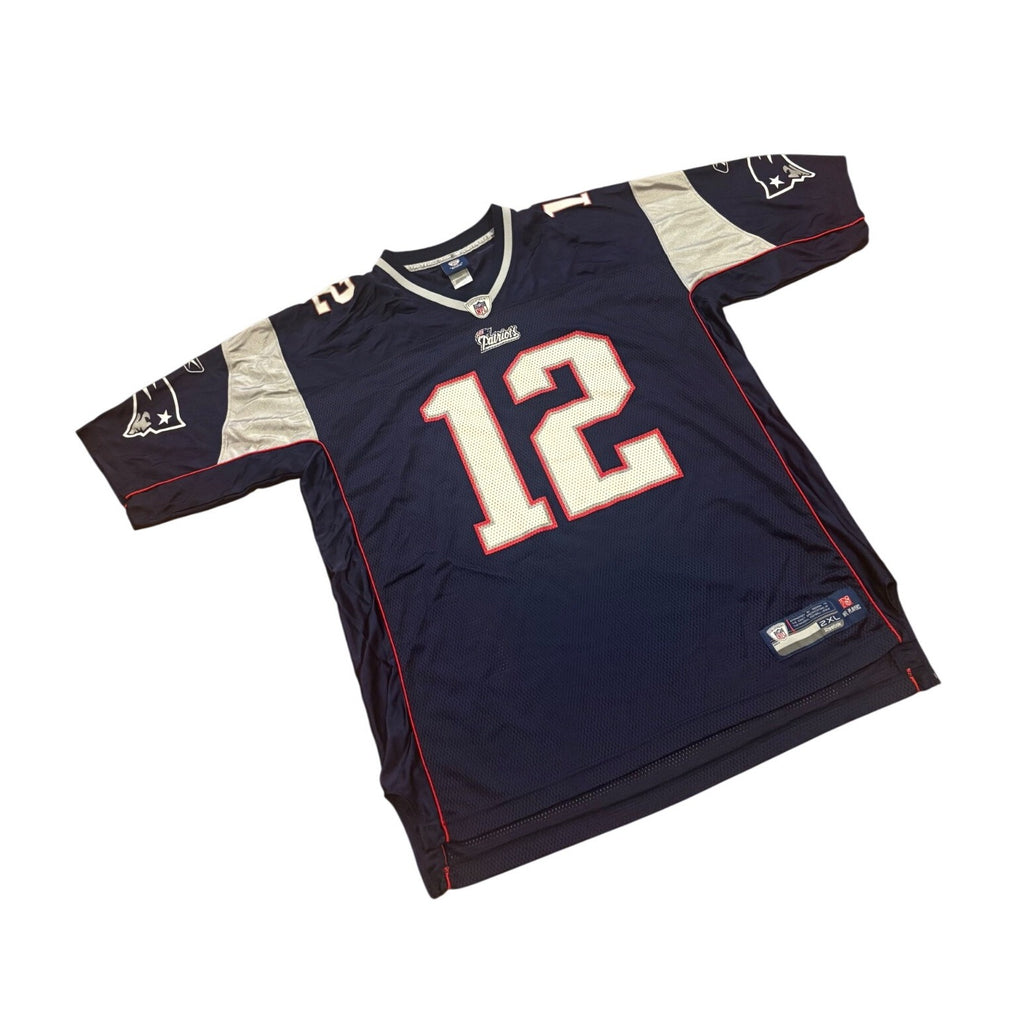 Reebok New England Patriots Tom Brady #12 Blue NFL Football Jersey Men's 2XL