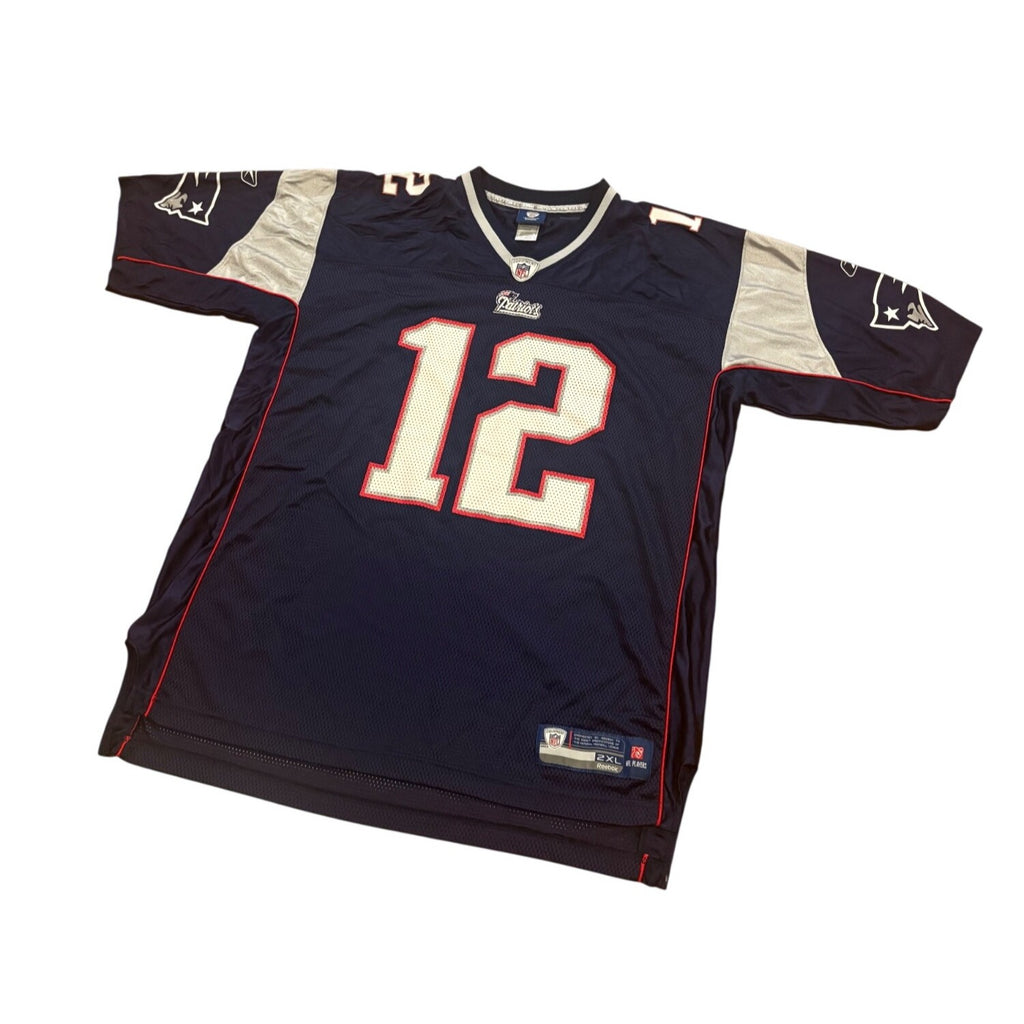 Reebok New England Patriots Tom Brady #12 Blue NFL Football Jersey Men's 2XL