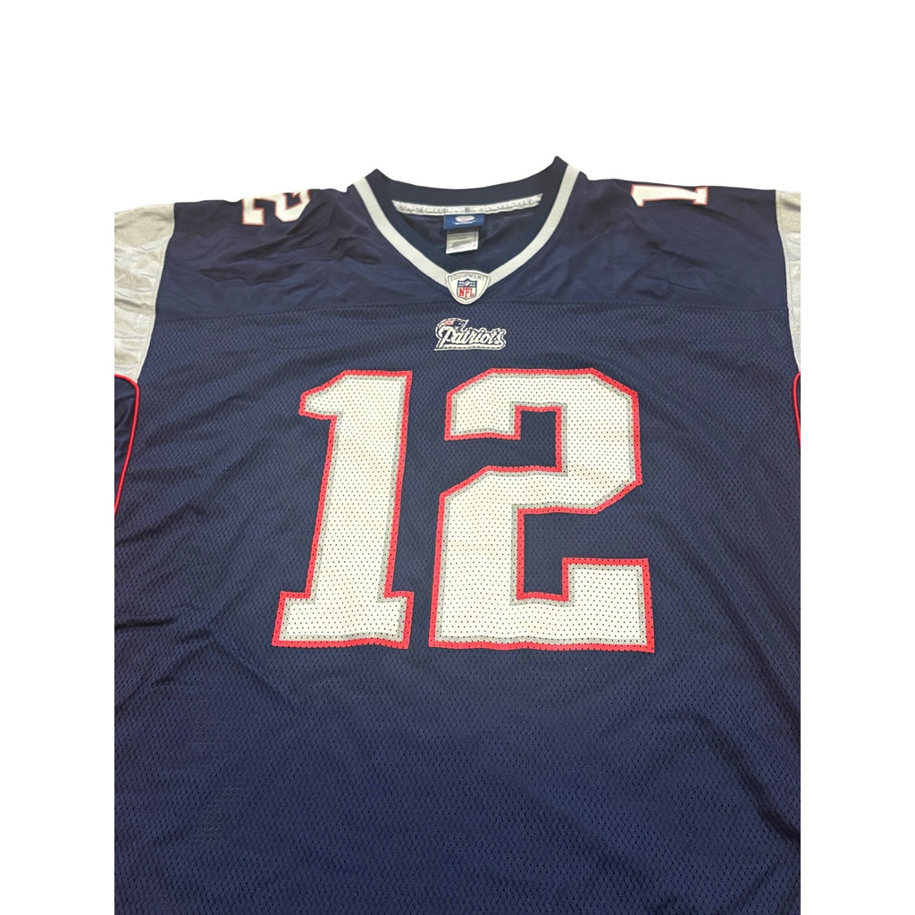 Reebok New England Patriots Tom Brady #12 Blue NFL Football Jersey Men's 2XL