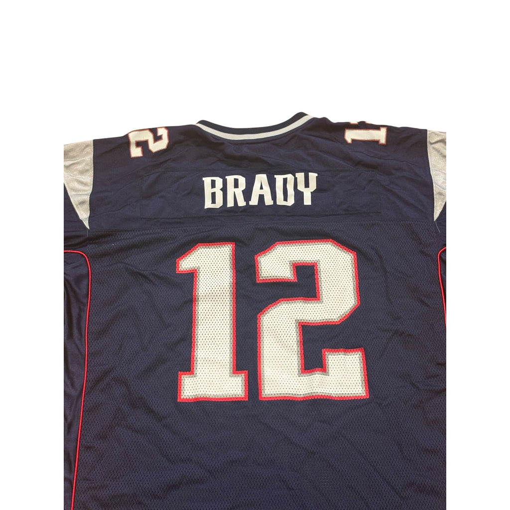 Reebok New England Patriots Tom Brady #12 Blue NFL Football Jersey Men's 2XL