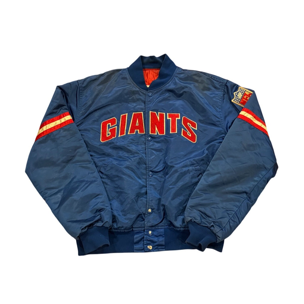 Vintage 1980's Starter New York Giants NFL Satin Bomber Jacket Blue Men's XL