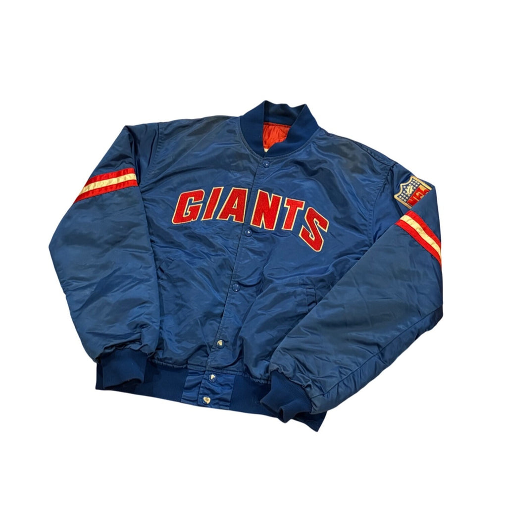 Vintage 1980's Starter New York Giants NFL Satin Bomber Jacket Blue Men's XL
