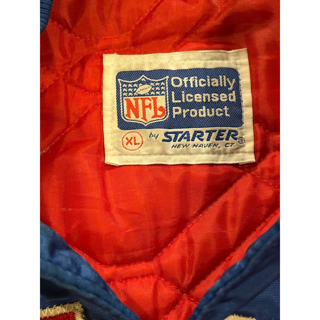 Vintage 1980's Starter New York Giants NFL Satin Bomber Jacket Blue Men's XL