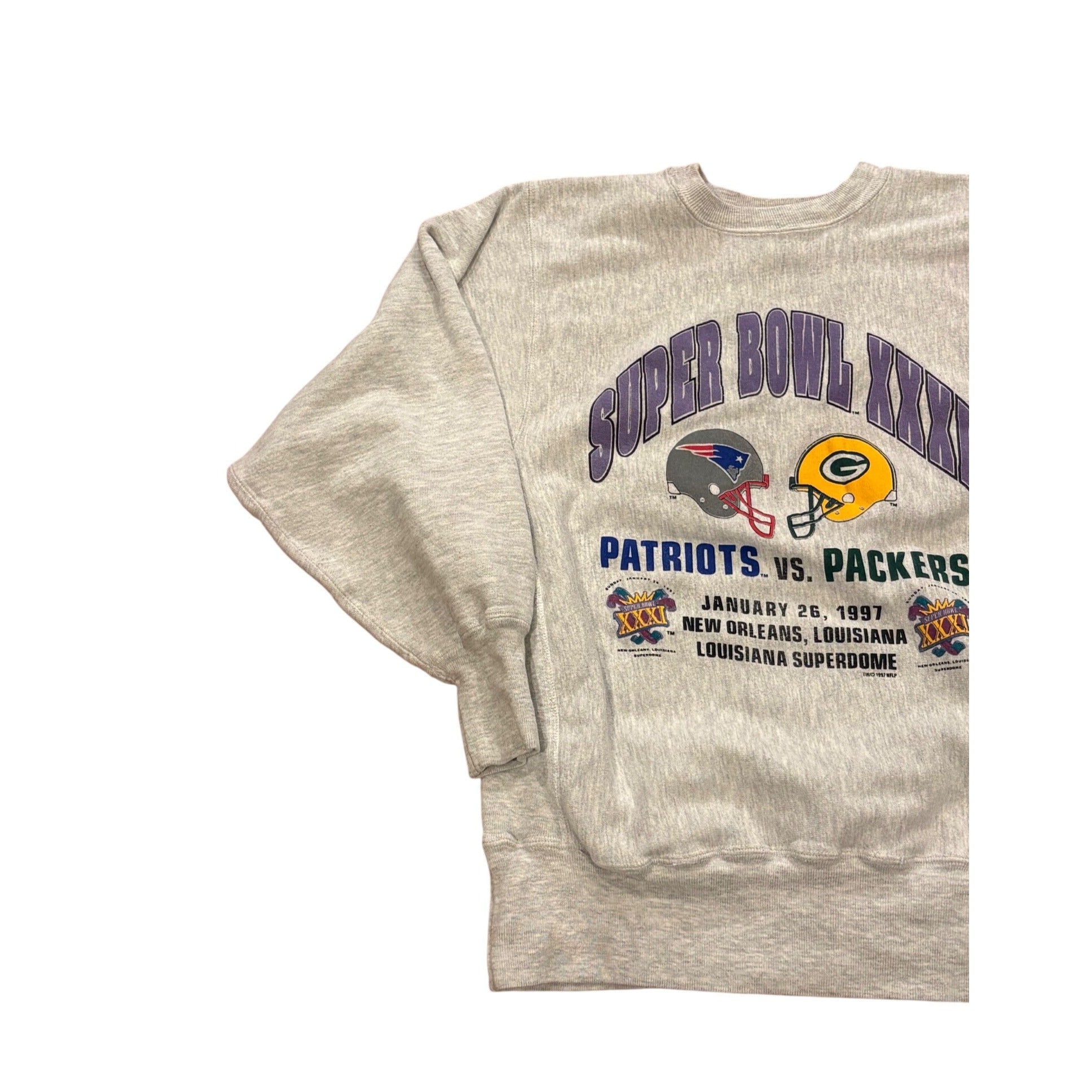 Vintage Champion Reverse Super Bowl XXXI Patriots vs Packers Sweatshirt Large