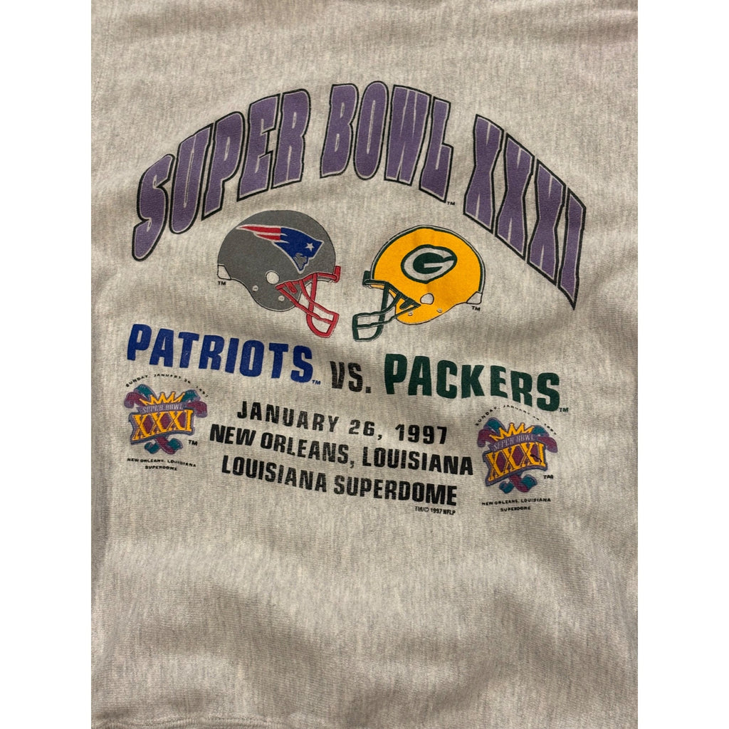 Vintage Champion Reverse Super Bowl XXXI Patriots vs Packers Sweatshirt Large