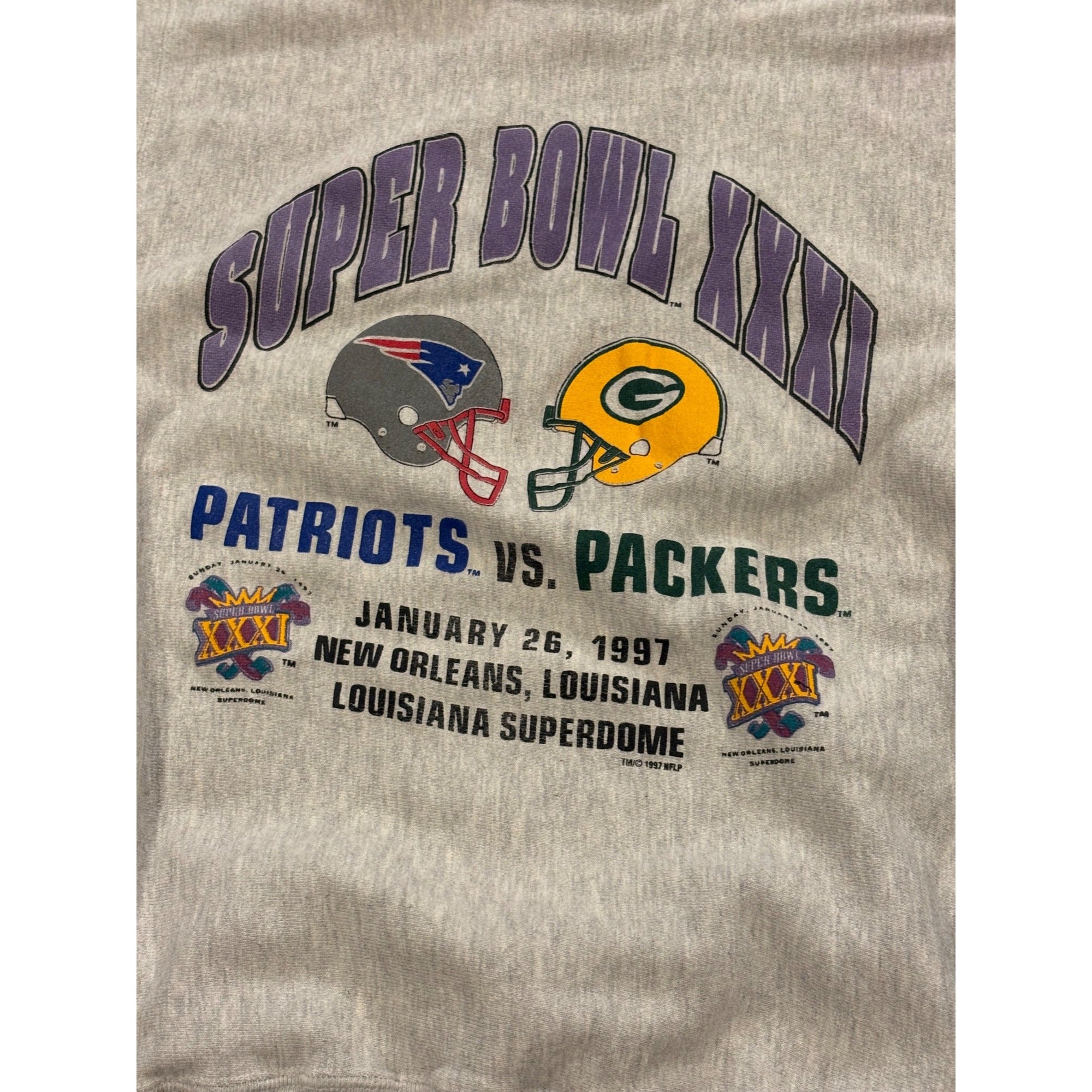 Vintage Champion Reverse Super Bowl XXXI Patriots vs Packers Sweatshirt Large